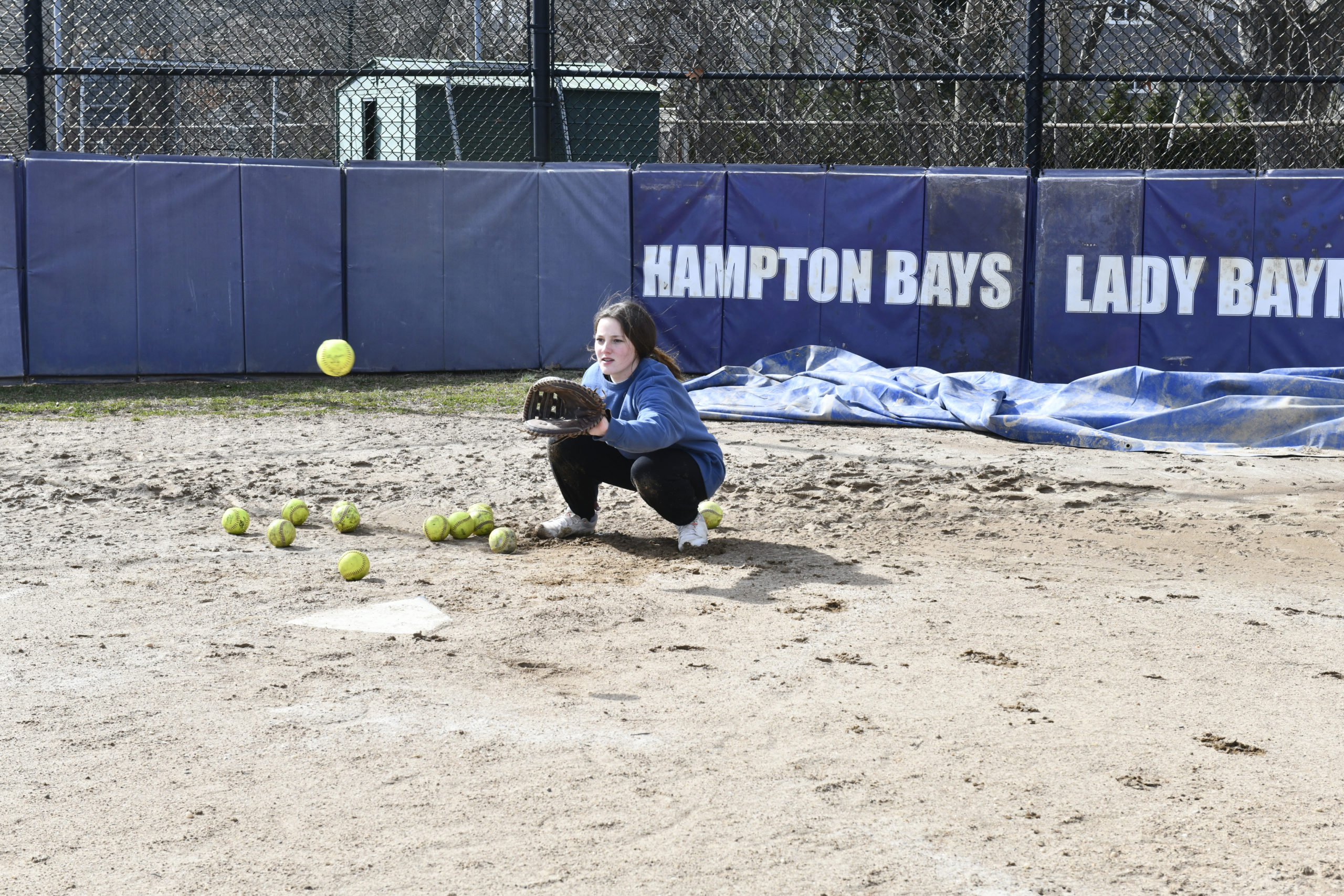 Softball practice on Monday afternoon in Hampton Bays.  DANA SHAW