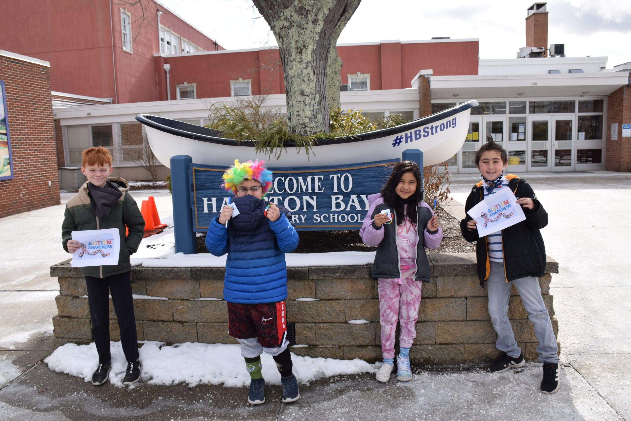 Members of Hampton Bays Elementary School’s service club, K-Kids, recently raised $200 for Camp Flying Point in Southampton as part of an annual autism awareness fundraiser. For the fundraiser, the club sold autism awareness bracelets during their lunch periods throughout the week of February 14.