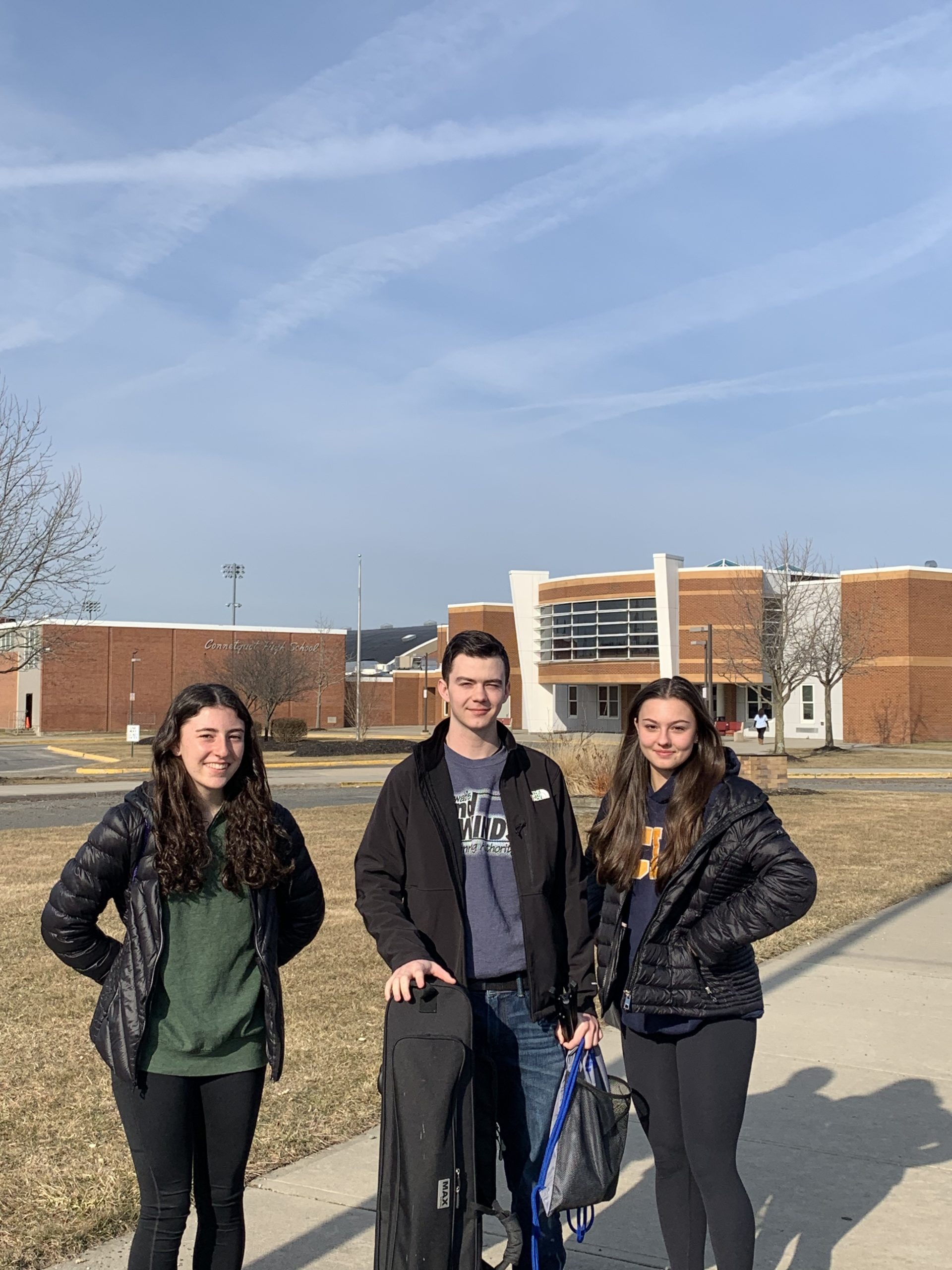 Hampton Bays High School students Rieve Nydegger, Emma Halsey and Nellie Nicolova recently performed in the SCMEA East Division III All-County Music Festival.