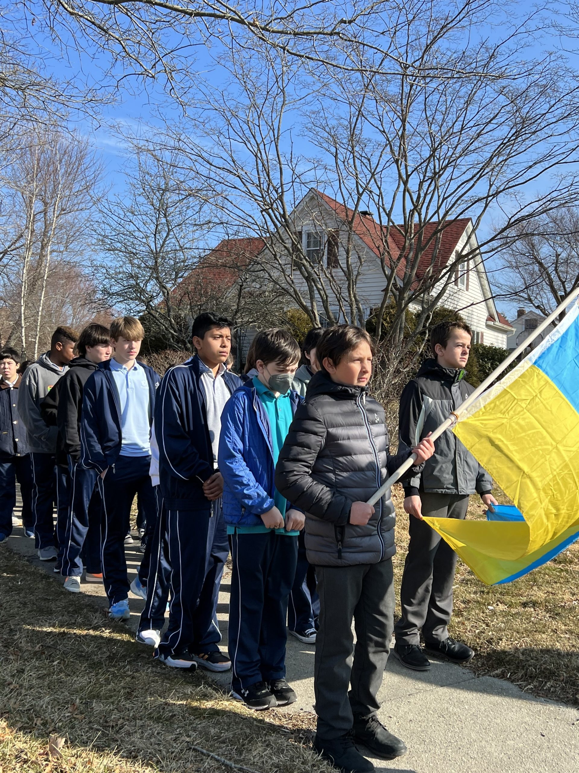 Our Lady of the Hamptons School Prep students participated in a peace procession in support of the people of Ukraine, marching to the Basilica on Ash Wednesday.