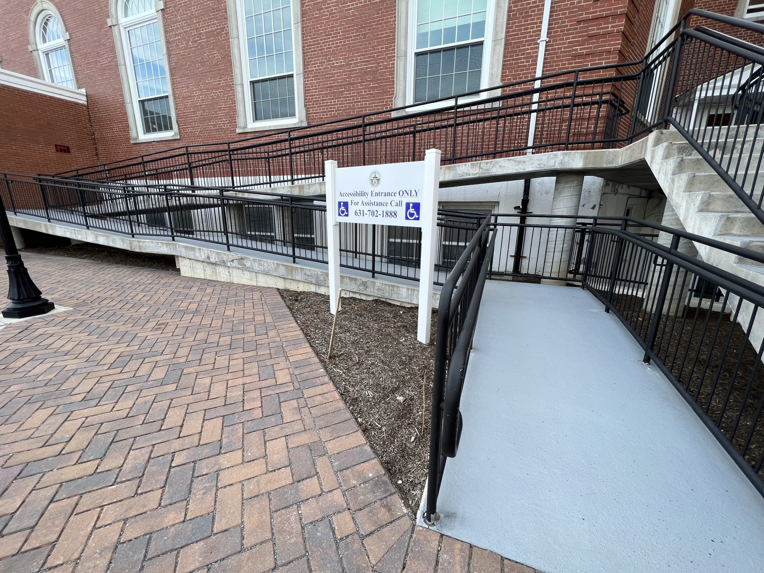 The ramp at Southampton Town Hall  is part of the town's efforts to provide access  to those with disabilities.      DANA SHAW