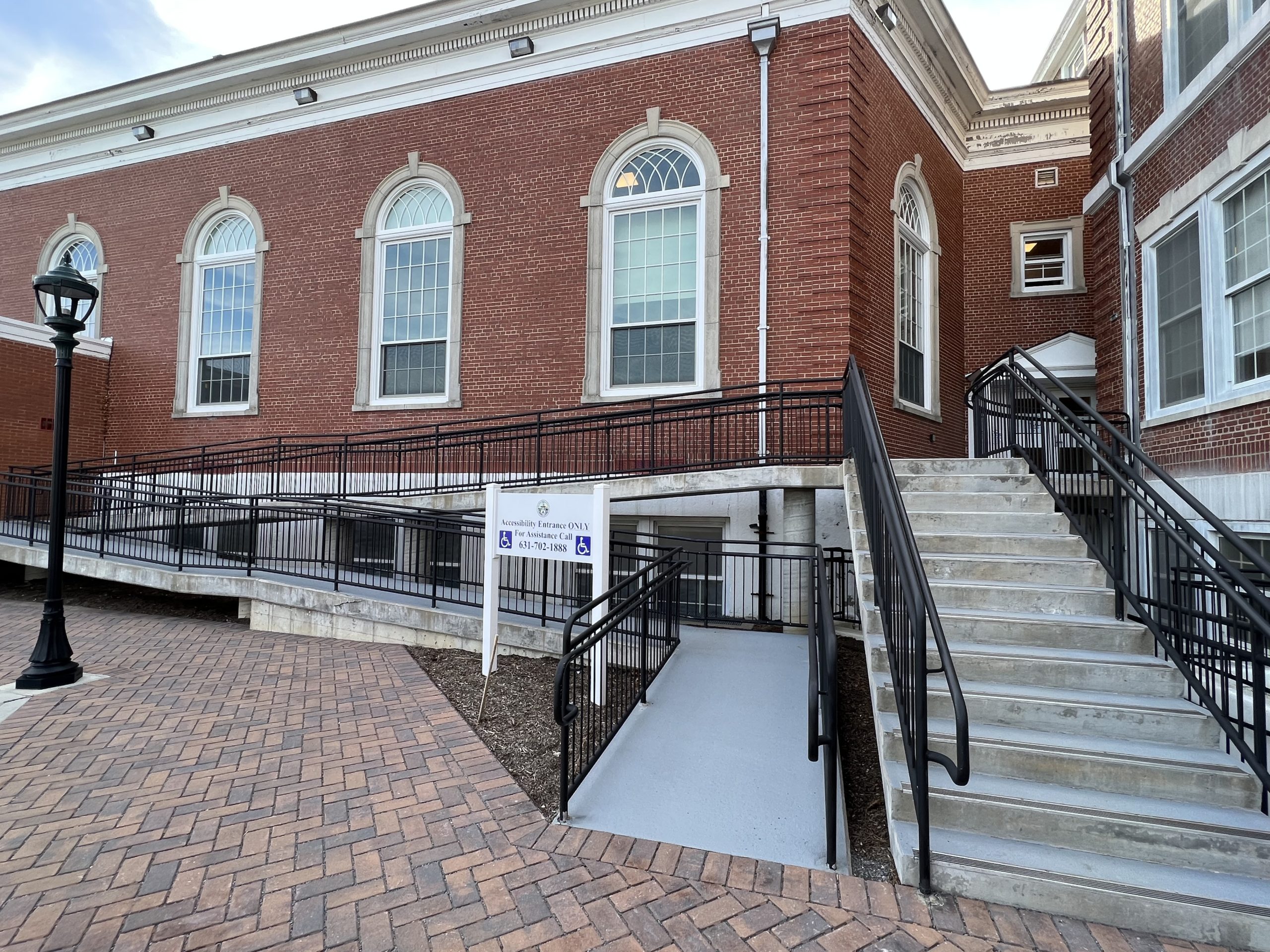 The ramp at Southampton Town Hall  is part of the town's efforts to provide access  to those with disabilities.      DANA SHAW