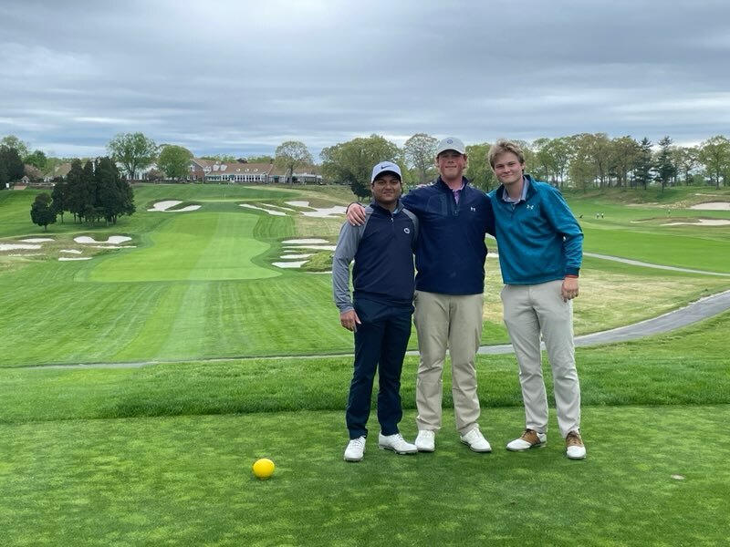 Navyug Rungta, left, Sean Noonan and Nathaniel Martin on the 18th tee box at Bethpage Black.