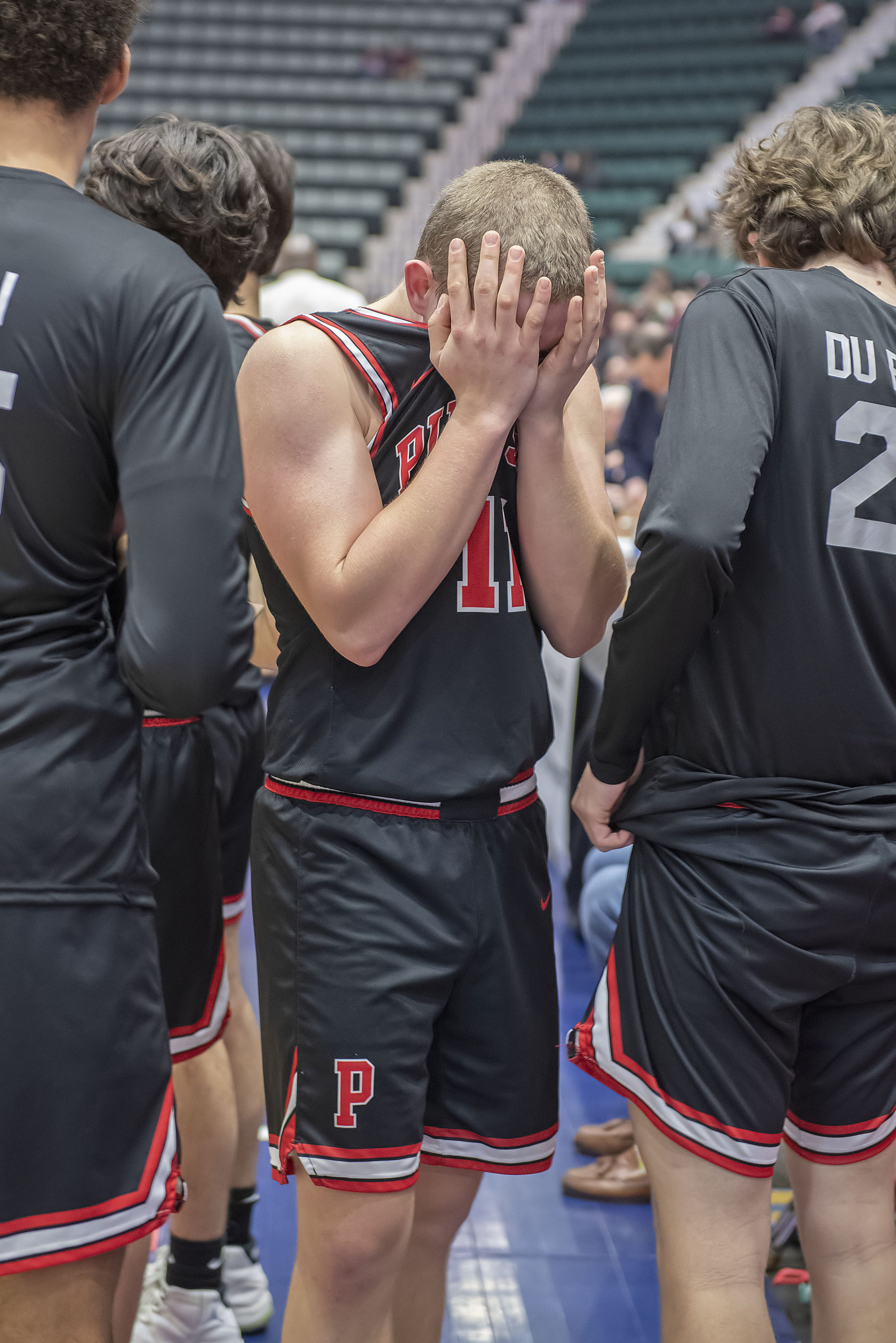 Pierson junior Logan Hartstein is upset after his team's loss in the state semifinal.    MICHAEL HELLER