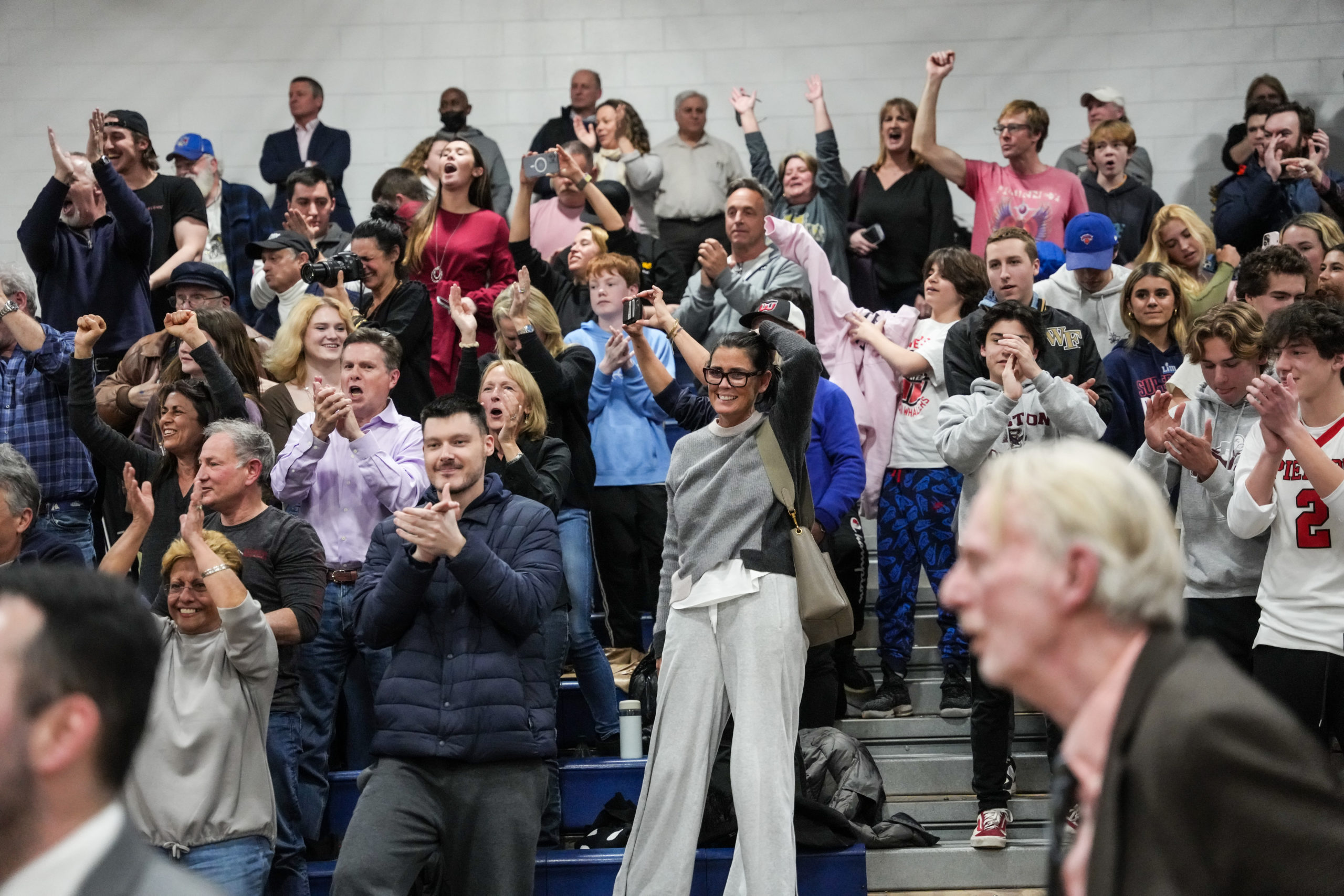 The Pierson crowd reacts to the boys basketball team's victory on Wednesday.   RON ESPOSITO