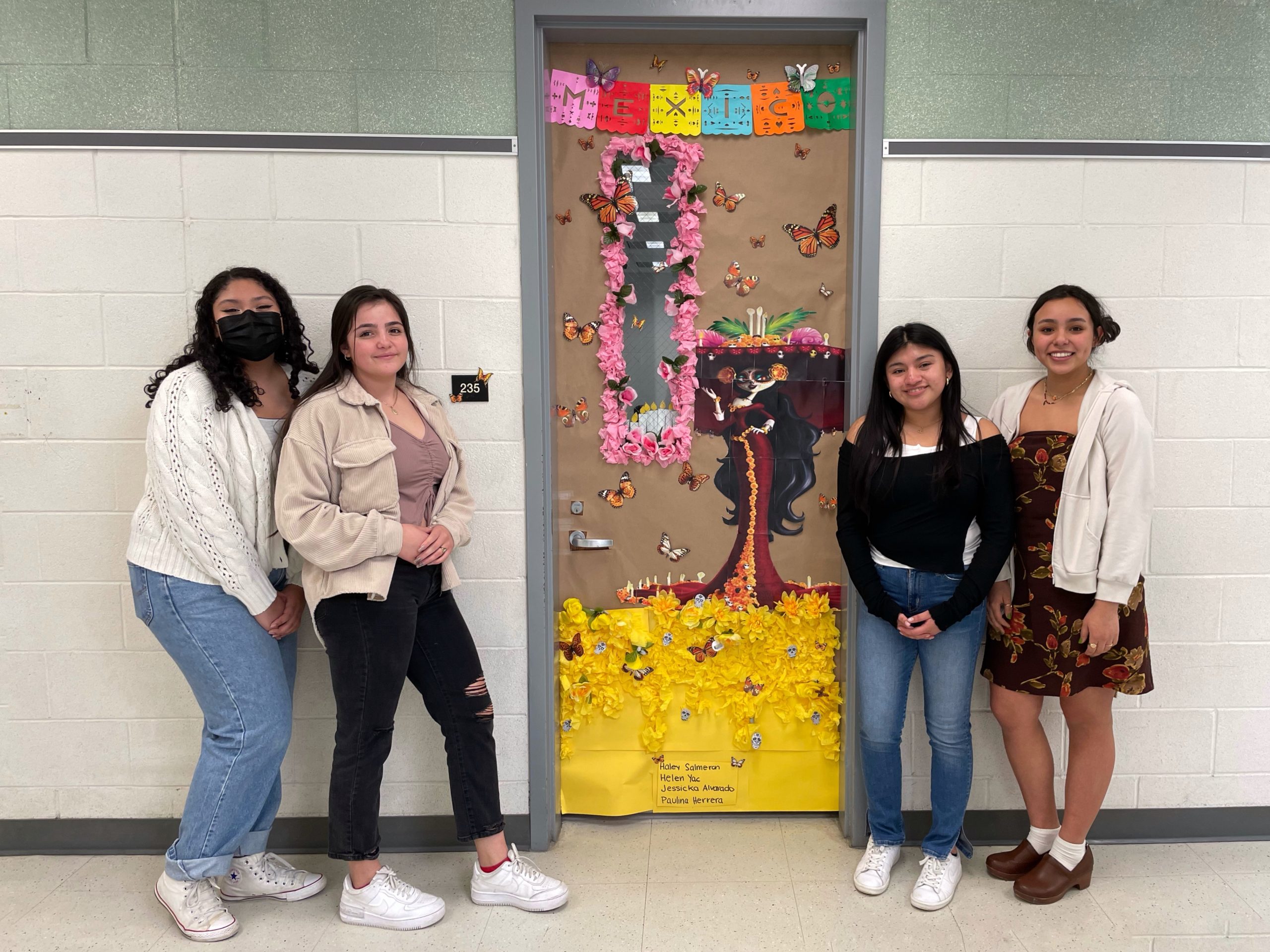 To mark National Foreign Language Week, Westhampton Beach High School’s French and Spanish clubs hosted a door decorating competition, with more than 100 students participating. Working in groups, students competed to decorate classroom doors to celebrate the language and culture of countries around the world. The foreign language department faculty voted on the “best dressed” doors and the winning group  was Jessicka Alvarado, Paulina Herrera, Haley Salmeran and Helen Yac with the theme of Mexico.