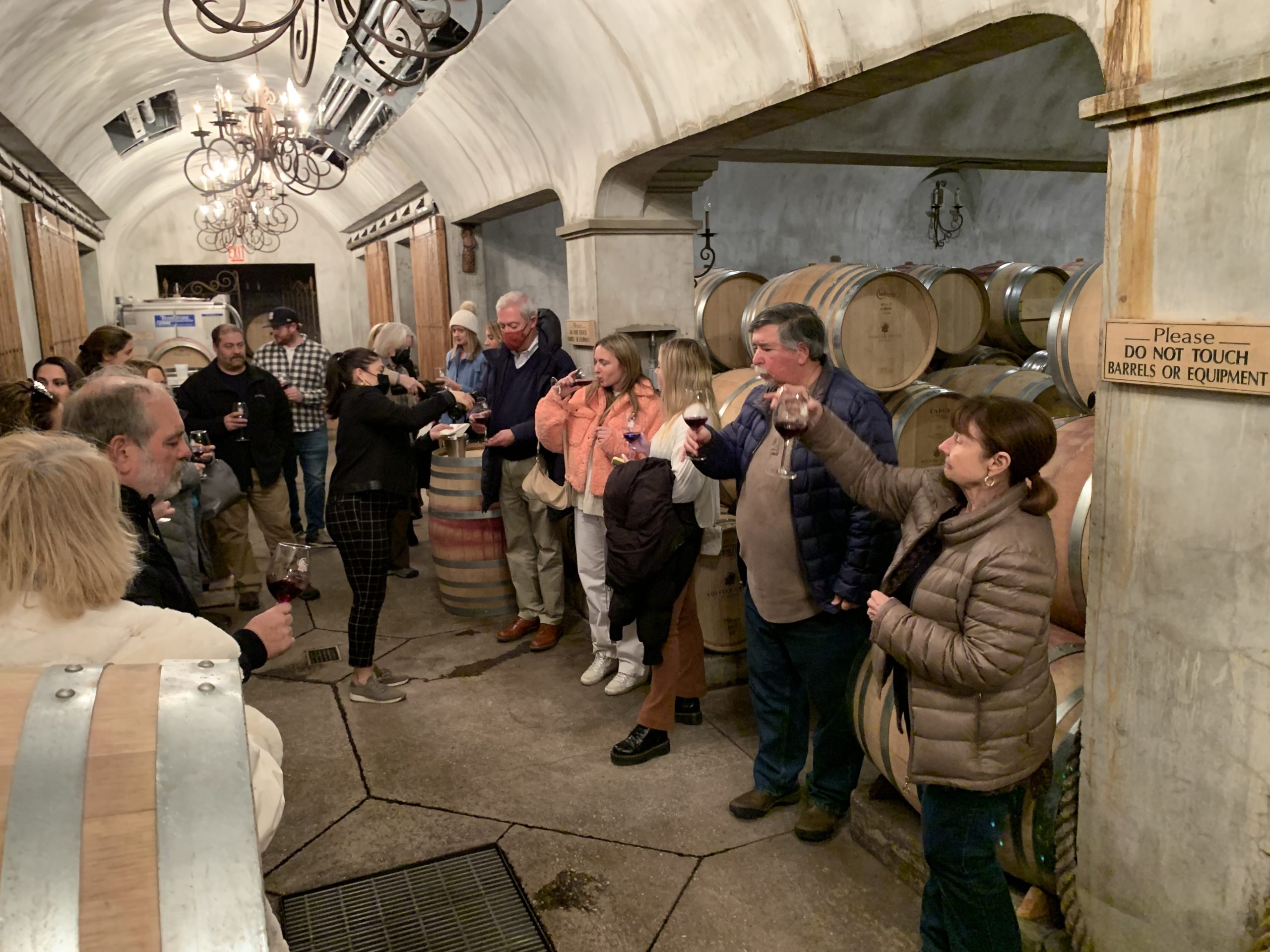 Raising a glass to future wine releases, in the Wölffer Estate Vineyard cellar. COURTESY STACYDERMONT.COM