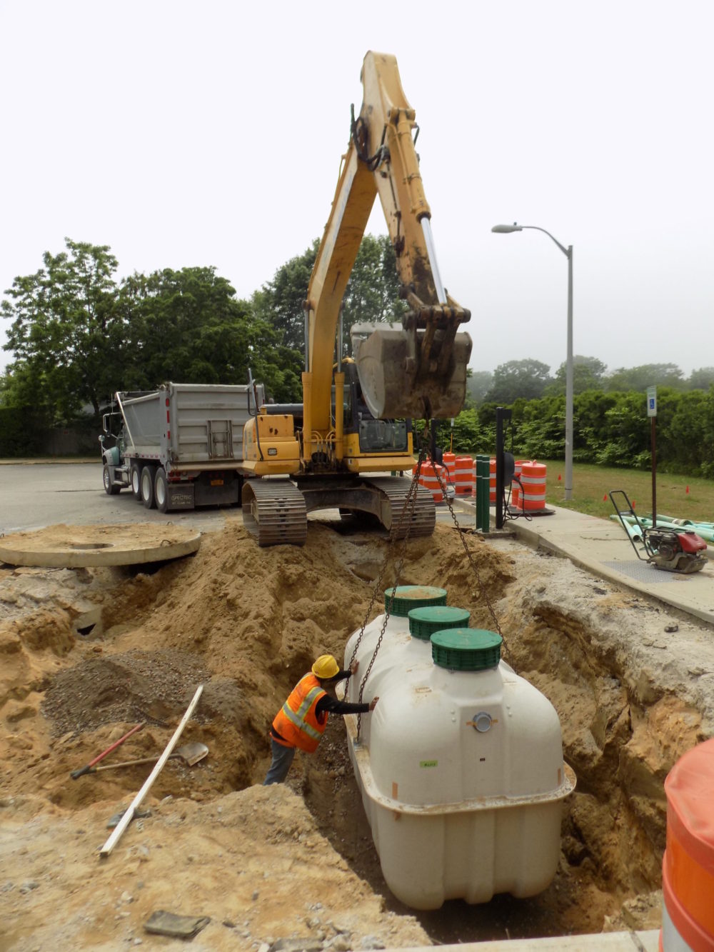Some of the new I/A septic systems, like this one being installed in Amagansett, are proving to outperform the minimum standards of nitrogen reduction set by the county. But other systems have not met the expectations and their manufacturers are being forced to make retrofits to installed units to improve their performance.