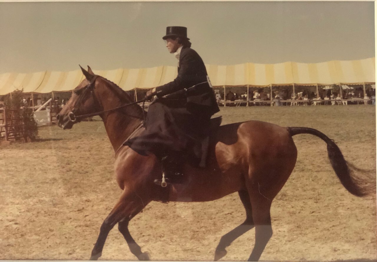 Patsy Topping was an accomplished equestrian and had a particular affinity for competing in the sidesaddle division. She was champion in that division at many shows, including the Hampton Classic, which hosted the sidesaddle class until the 1990s.  COURTESY THE TOPPING FAMILY