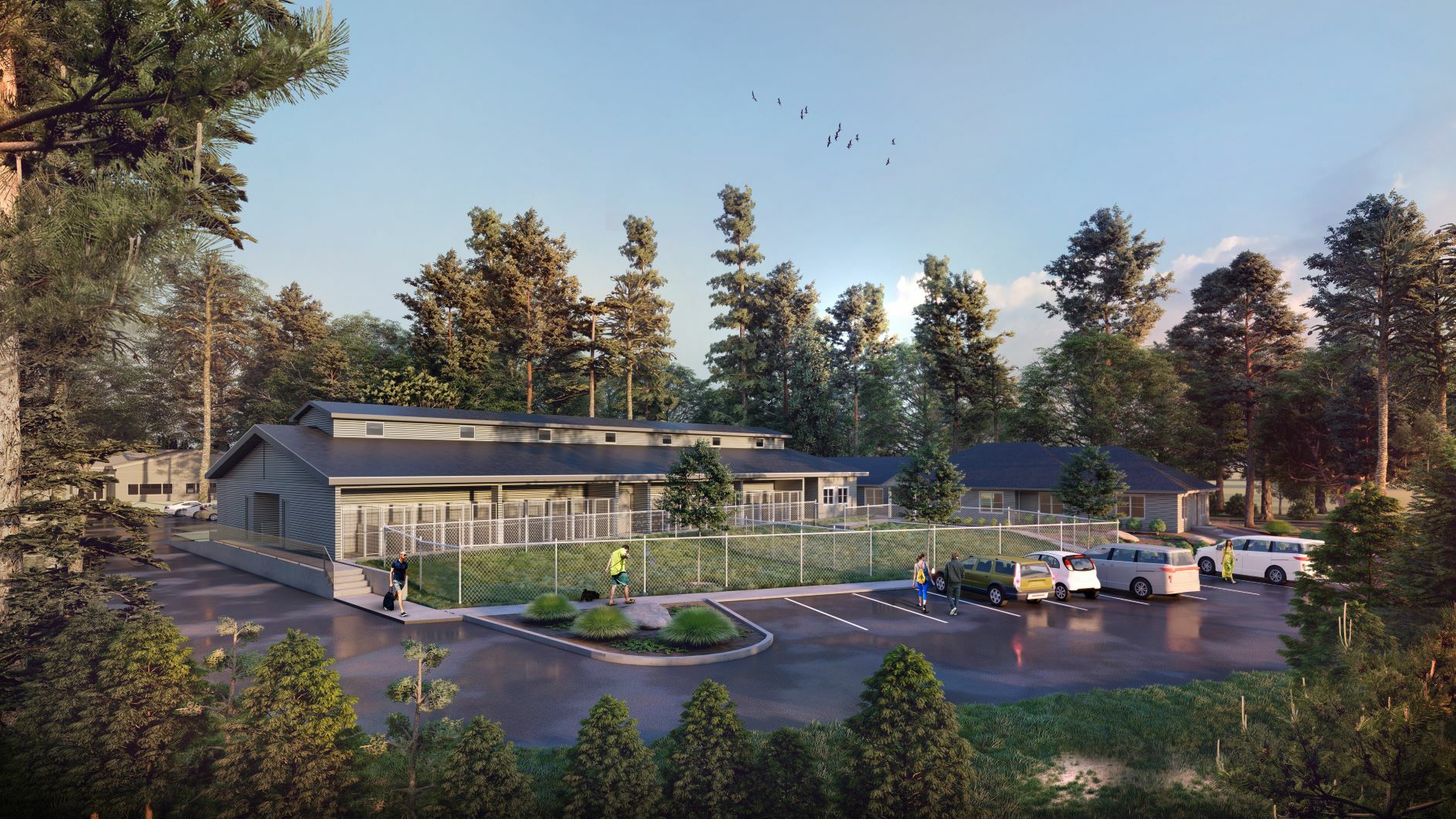 ARF's  dogs will move into a new 7,000 square foot kennel building The building will include 40 individual kennels along with flexible rooms for dogs with special needs, meet-and-greet rooms for adopters, and new outdoor exercise areas.   COURTESY ARF