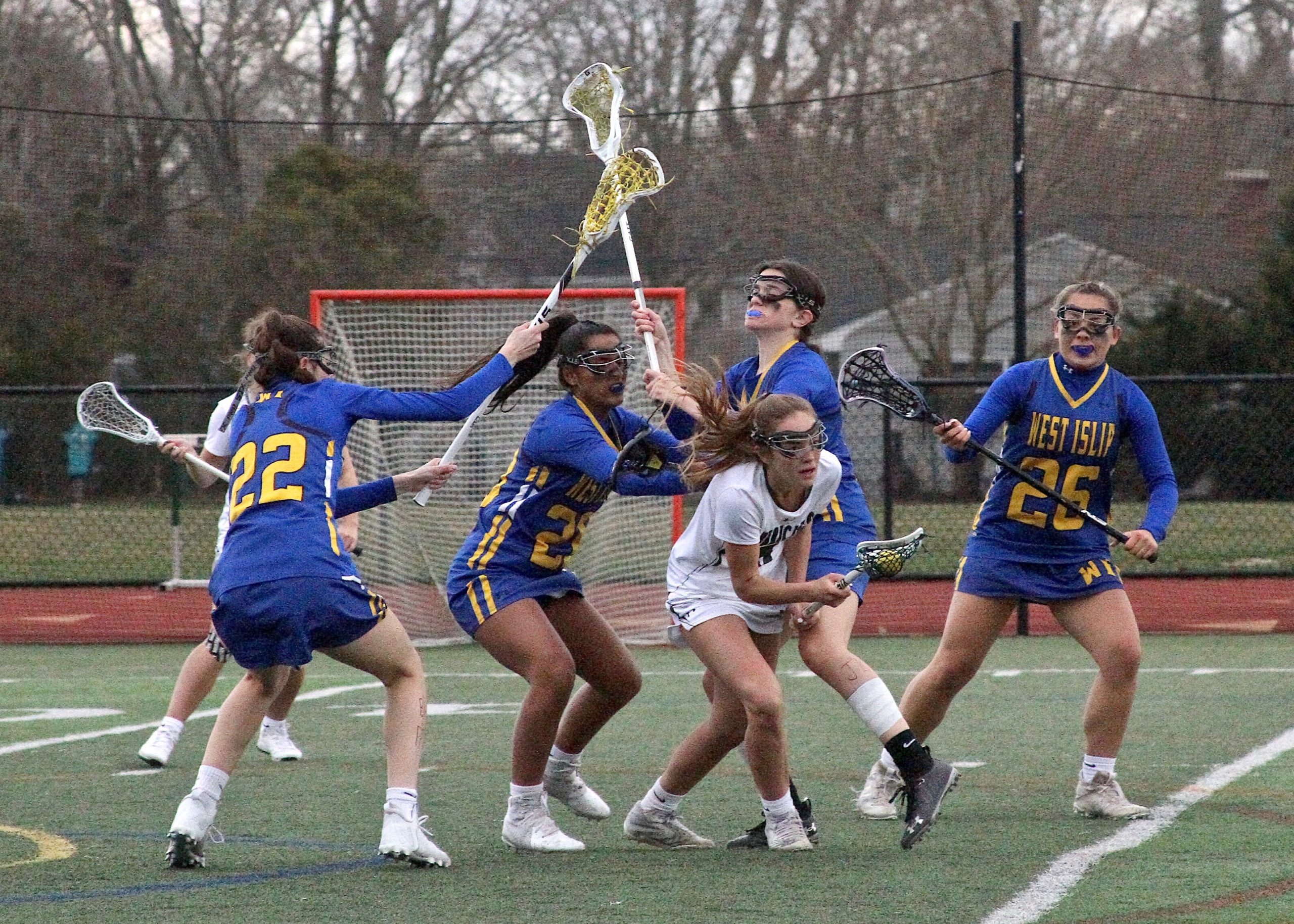 Westhampton Beach eighth-grader Ava Derby comes away from a scrum with the ball. DESIRÉE KEEGAN