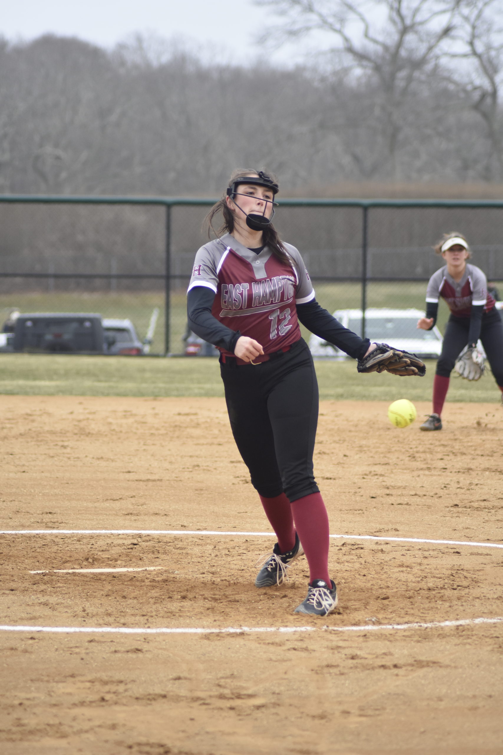 East Hampton's Caroline DiSunno started in the circle at Westhampton Beach on Thursday, March 31.    DREW BUDD