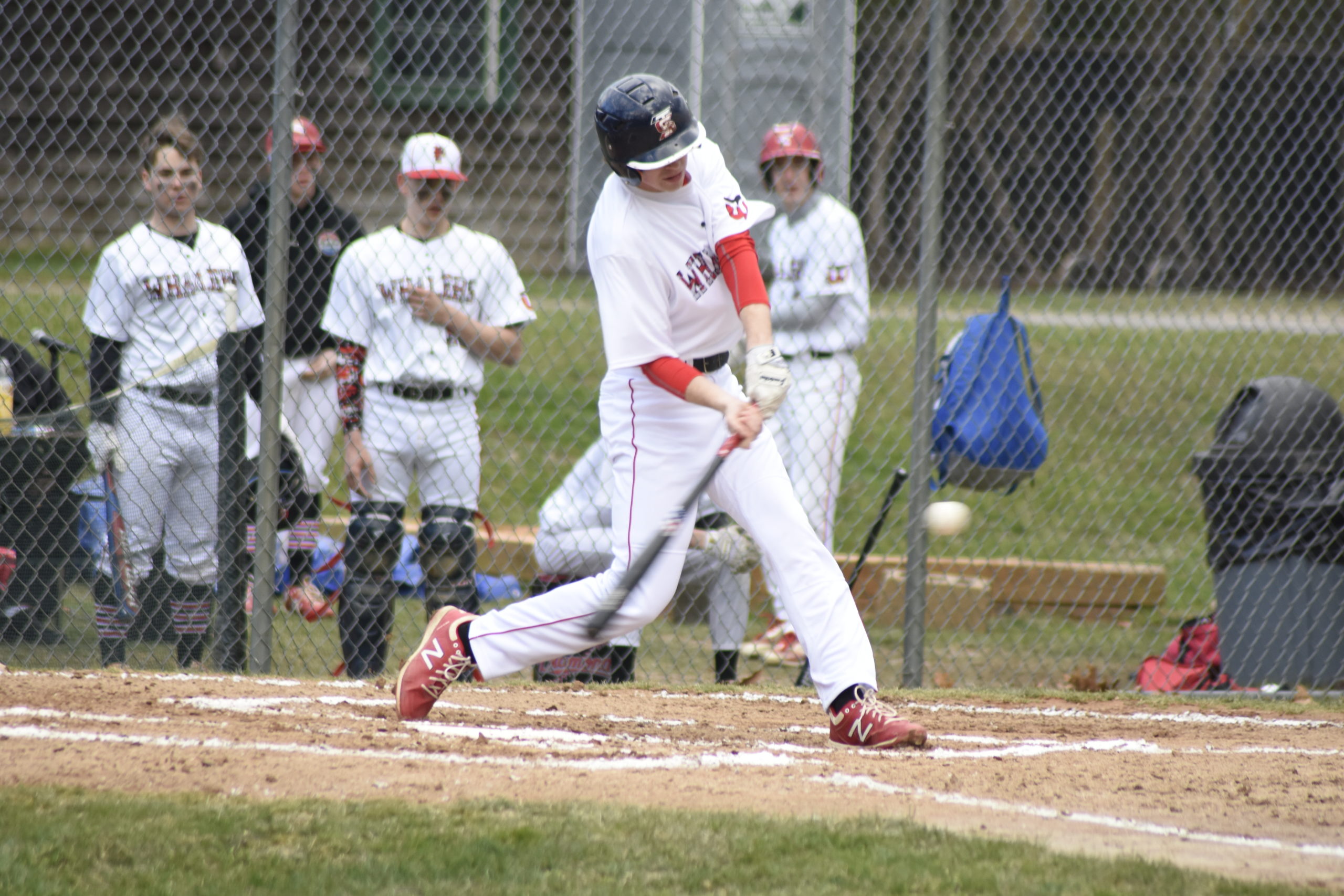 Pierson senior Dan Labrozzi leads off the bottom of the first by ripping a single to left field. The Whalers went on to rattle off 13 runs in the inning to win big.    DREW BUDD