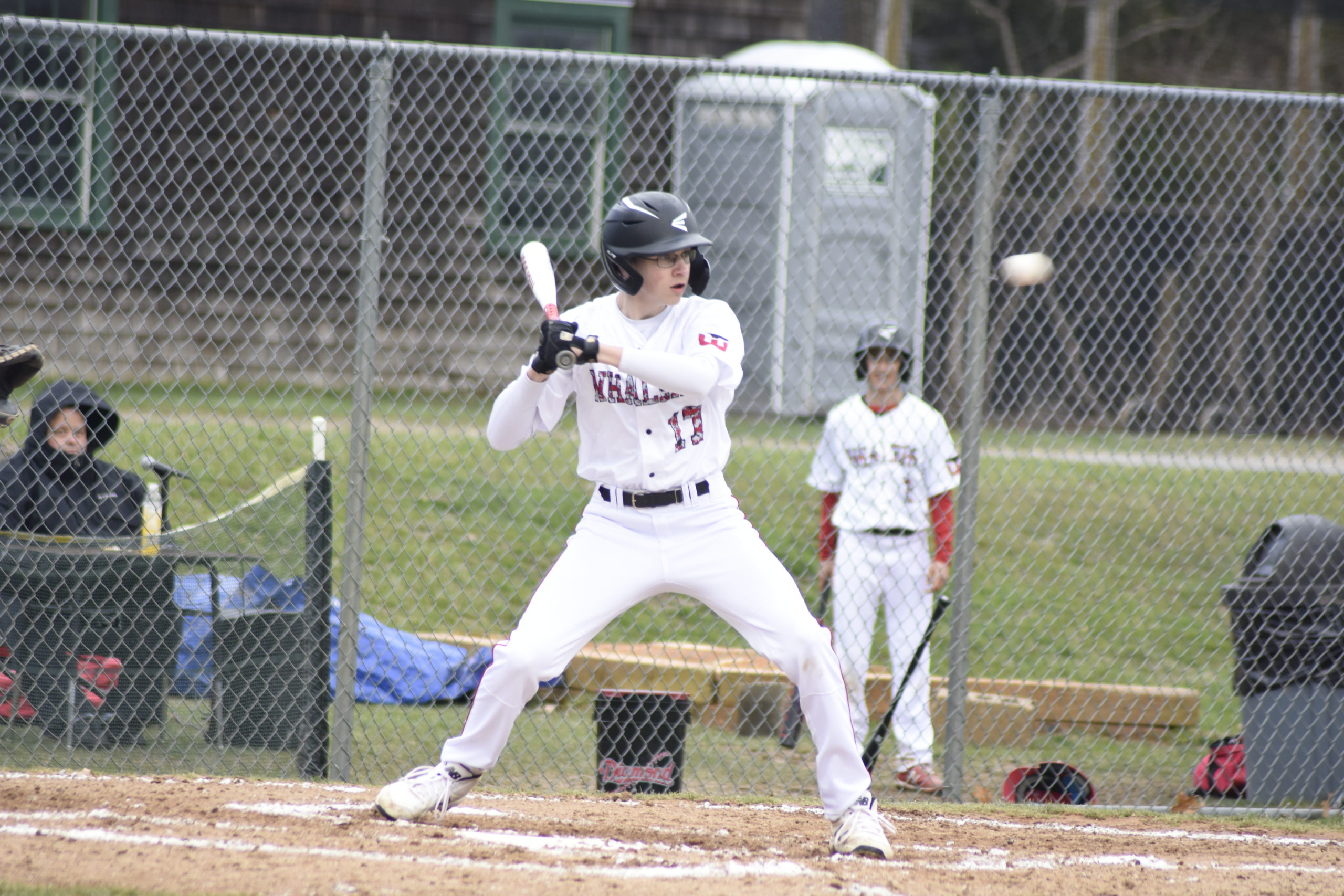 Whaler Charles Schaefer takes a high pitch.   DREW BUDD