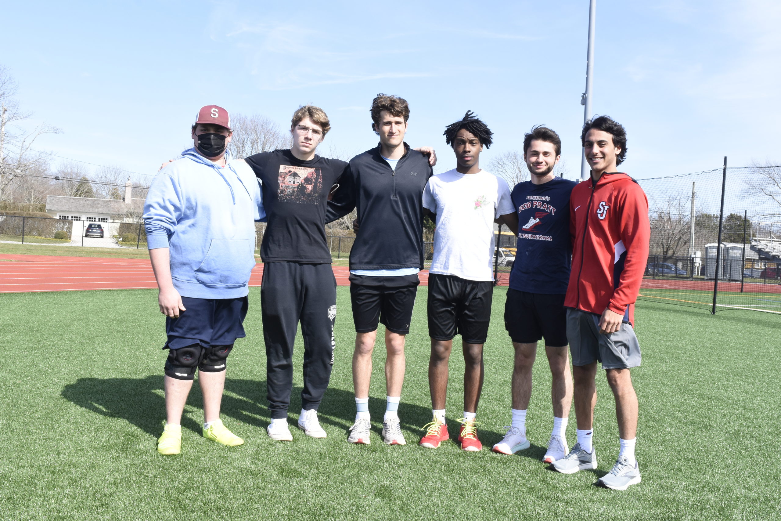 Key returning athletes for the boys this season include, from left, William Ouzounian, Brad Bockhaus, Billy Malone, Derek Reed, Evan Simioni and Harrison Gavalas.   DREW BUDD