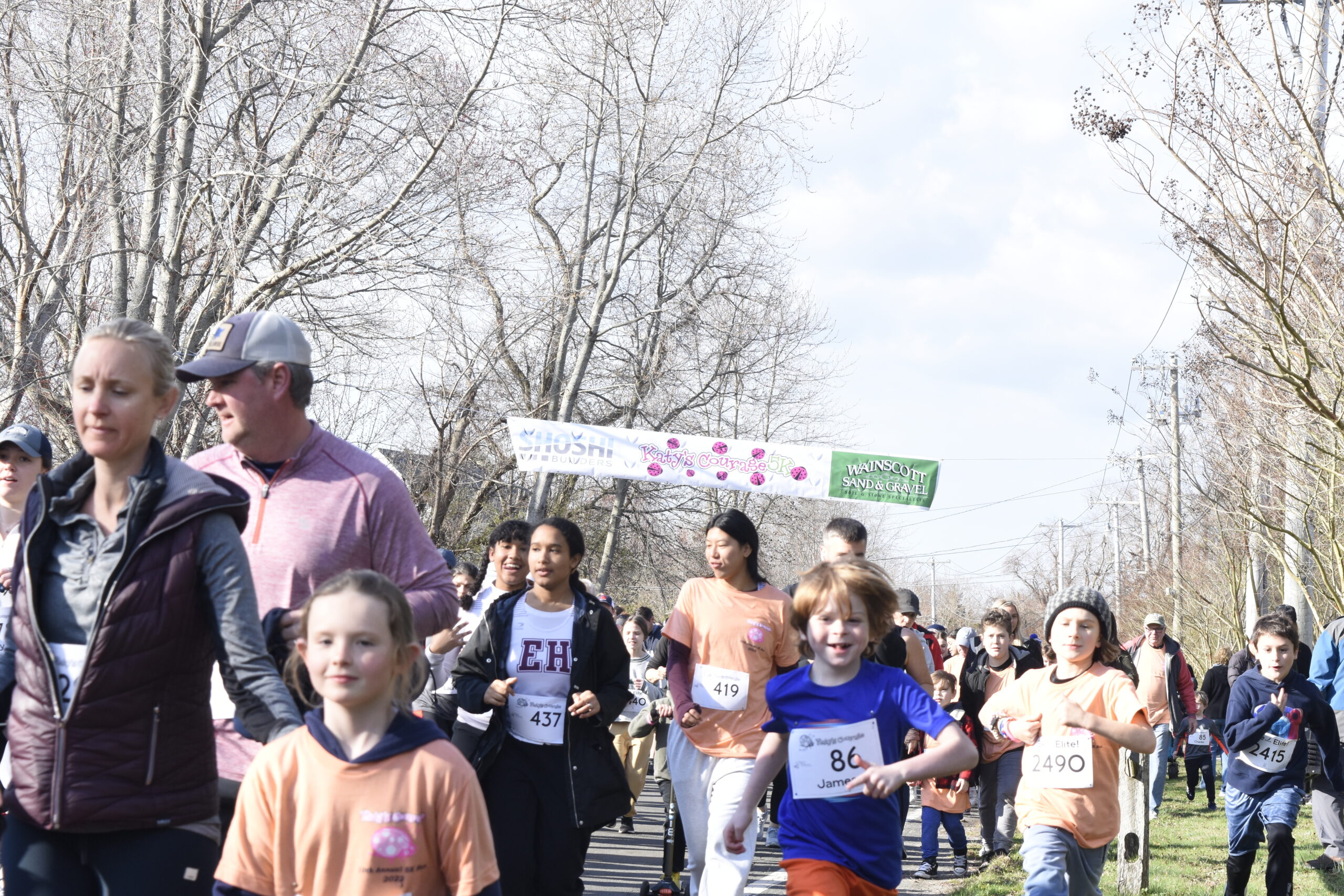 Runners start the 10th annual Katy's Courage 5K in Sag Harbor on Saturday.    DREW BUDD