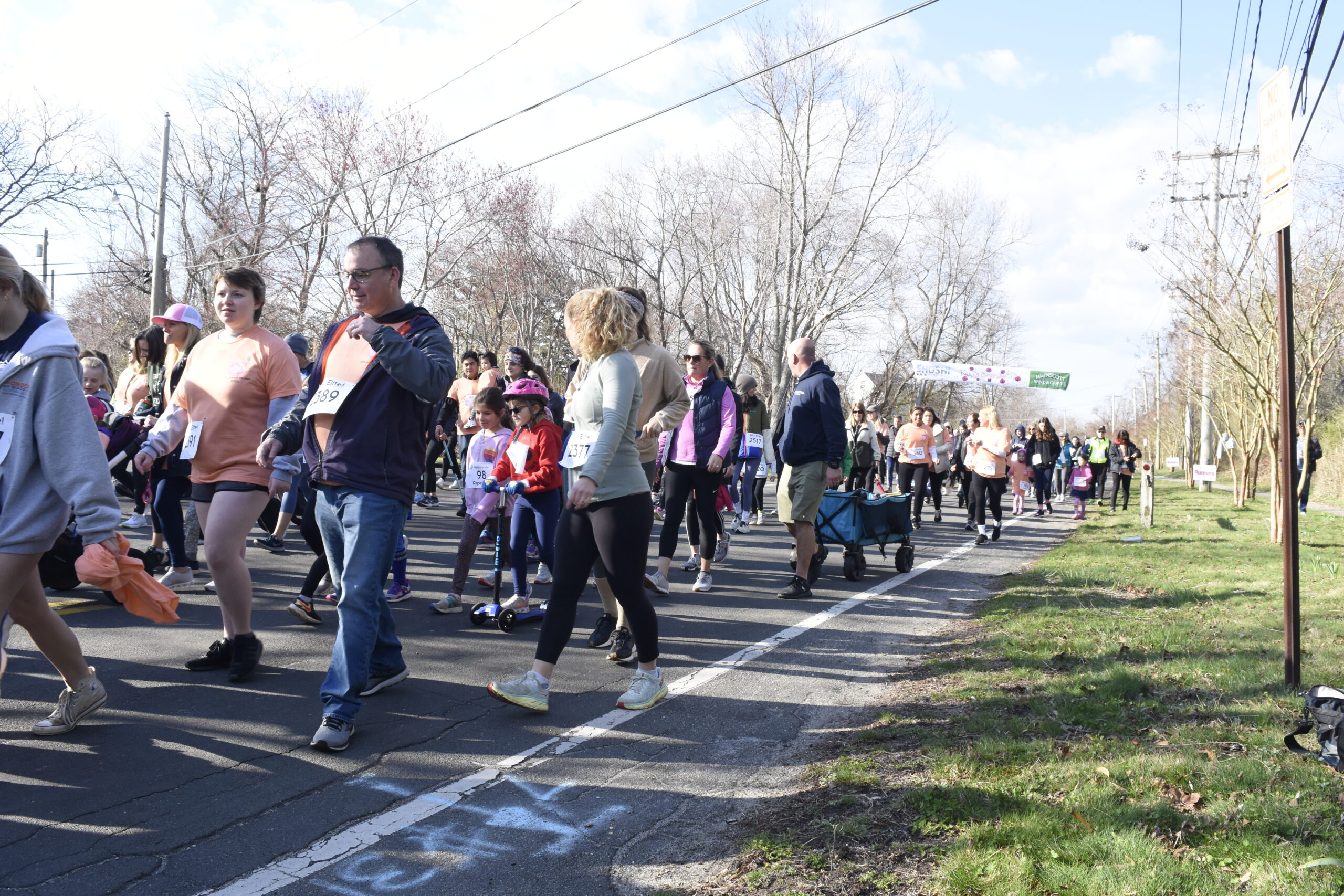 Runners start the 10th annual Katy's Courage 5K in Sag Harbor on Saturday.    DREW BUDD