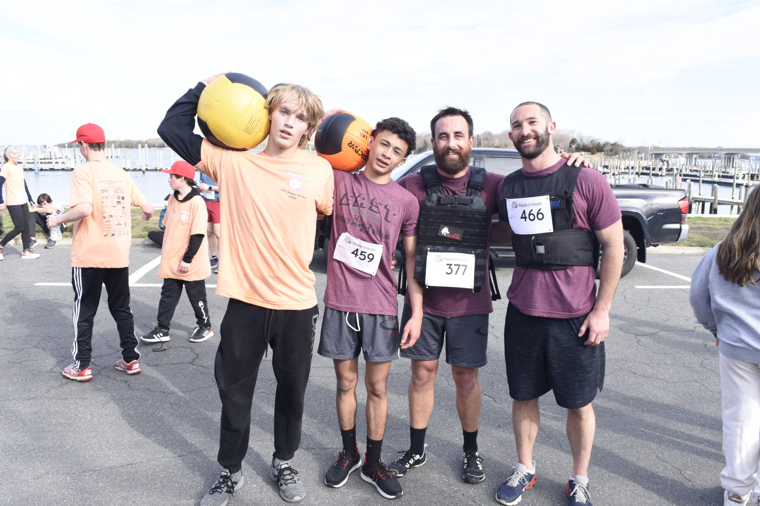 Members of the East Hampton wrestling team, from left, Adam Beckwith, Josue Elias, Ethan Mitchell and Rob Rivera.  DREW BUDD