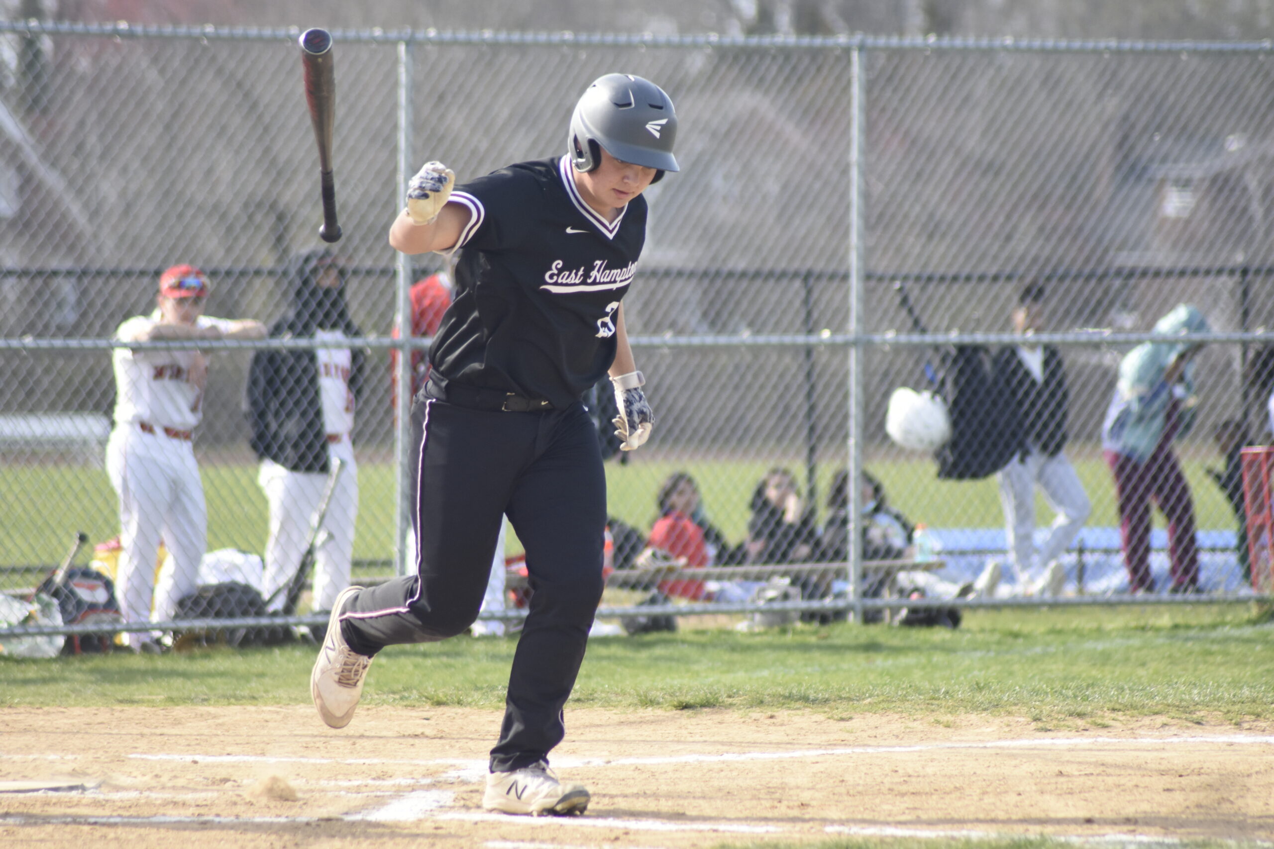 Bonacker Carter Dickinson heads to first base after being hit by a pitch.   DREW BUDD