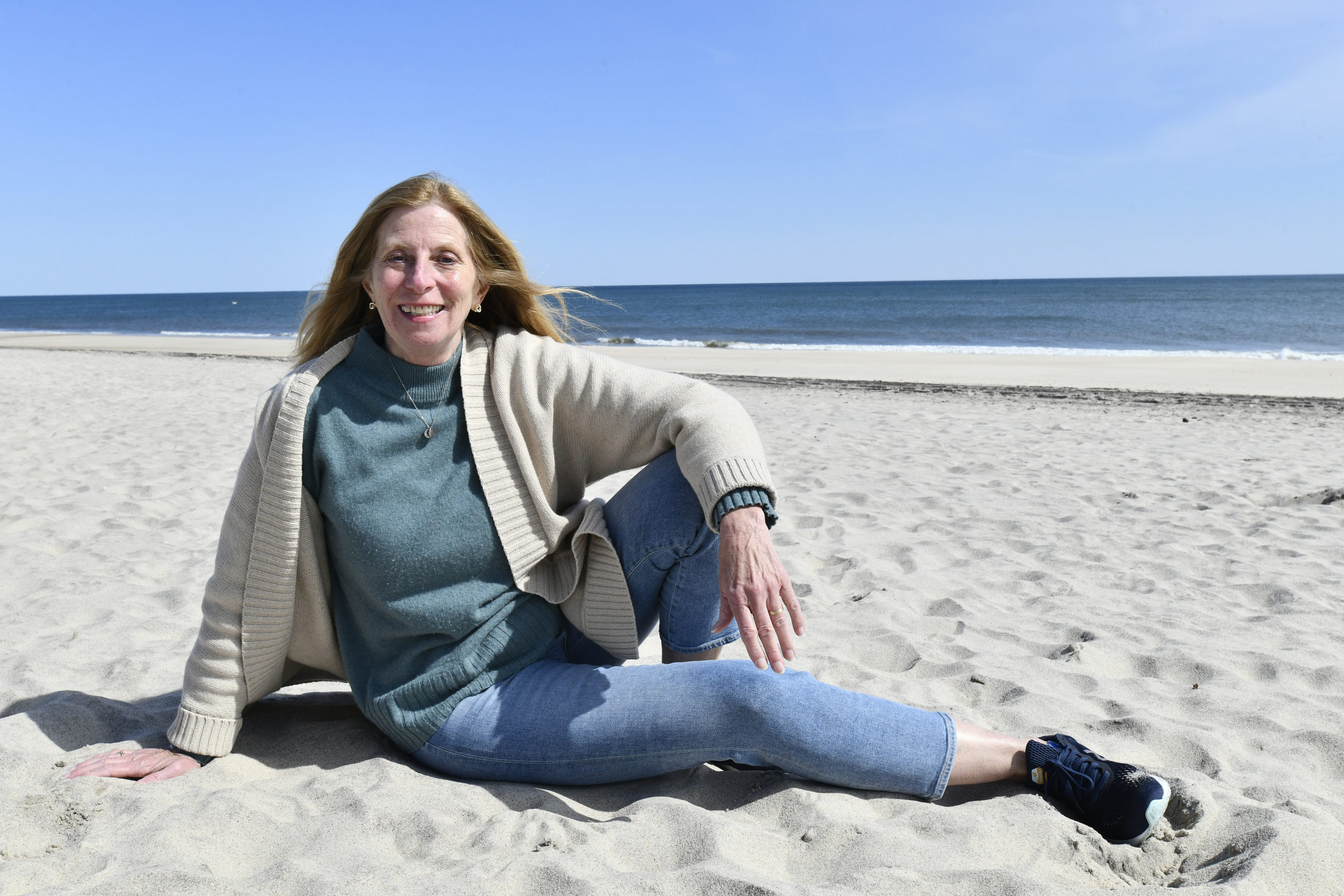 Barbara Wilson at Little Plains Beach in Southampton Village on Monday.  DANA SHAW