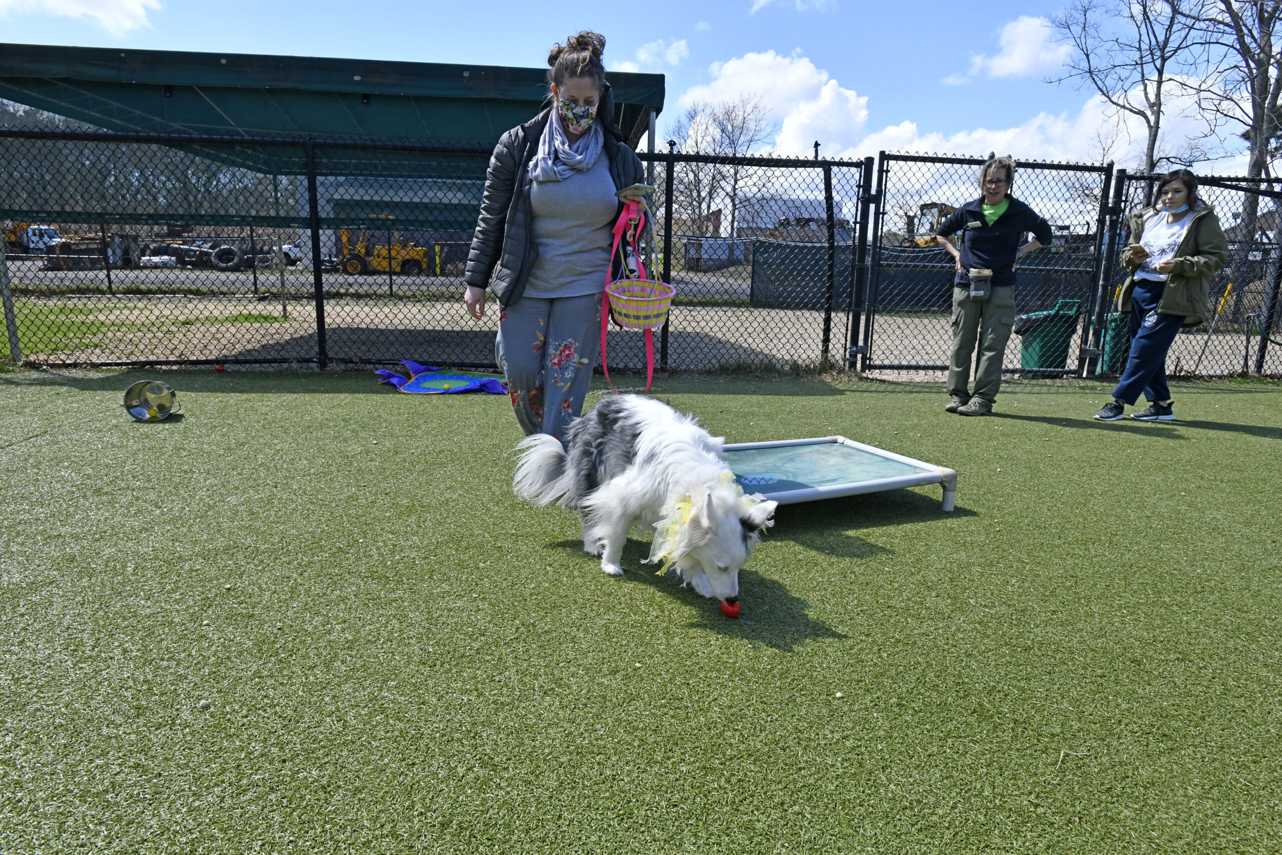 Kimberly Mockler and Deja at the dog Easter egg Hunt on Saturday at 