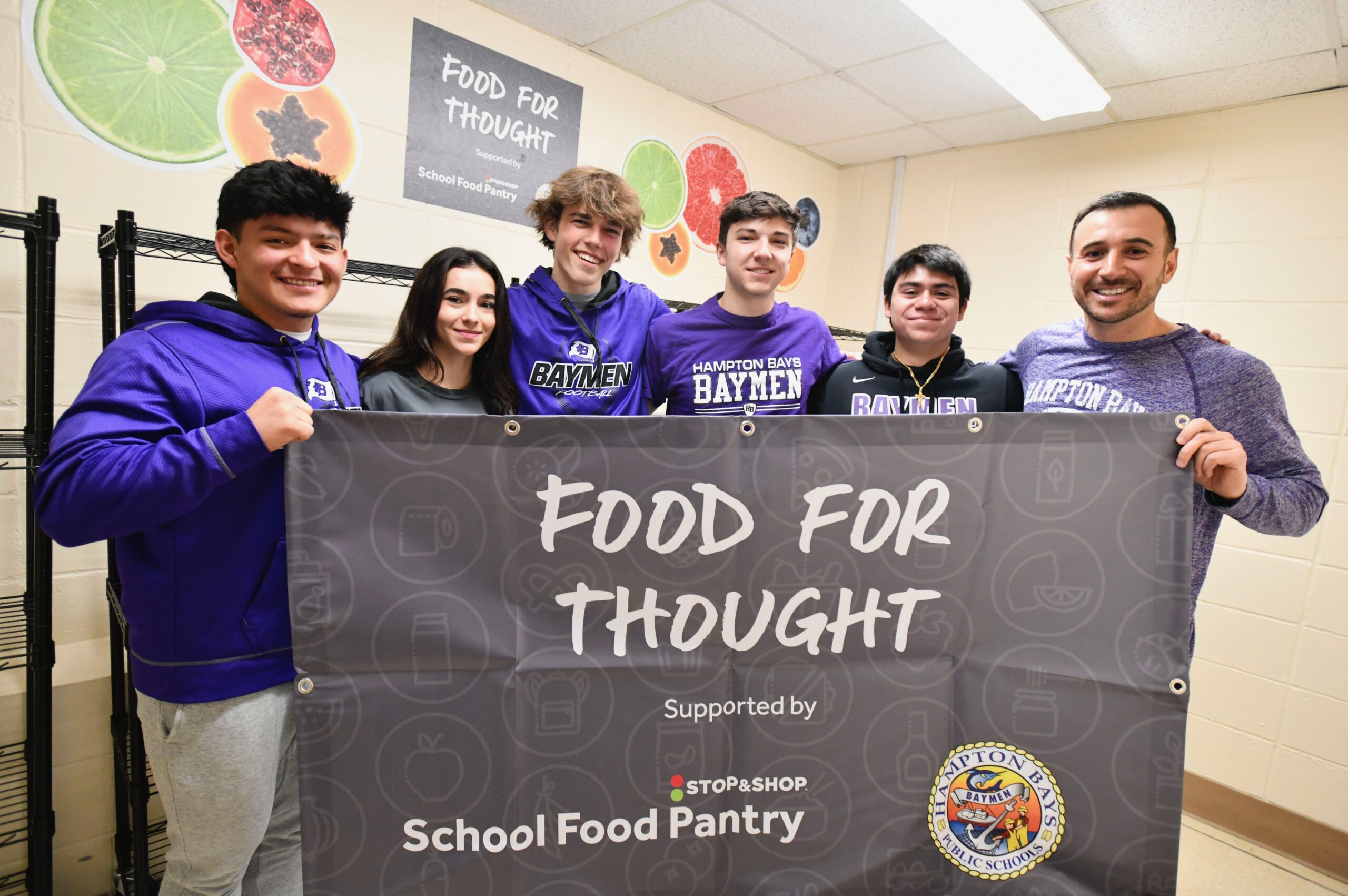 Hampton Bays students Nico Velasquez, Sophia Corredor, Stephen Sutton, James Kiernan and Chris Sanchez, part of social worker Chris DeRosa's 