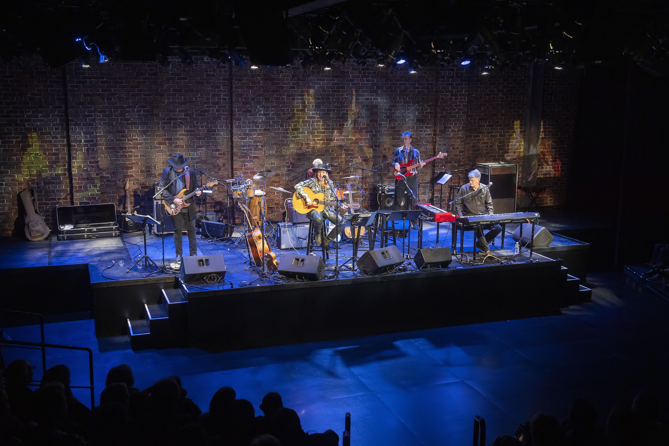 Nancy Atlas and her band performing at Bay Street Theater during the 7th season of the Fireside Sessions with special guest Simon Kirke in January, 2020. MICHAEL HELLER