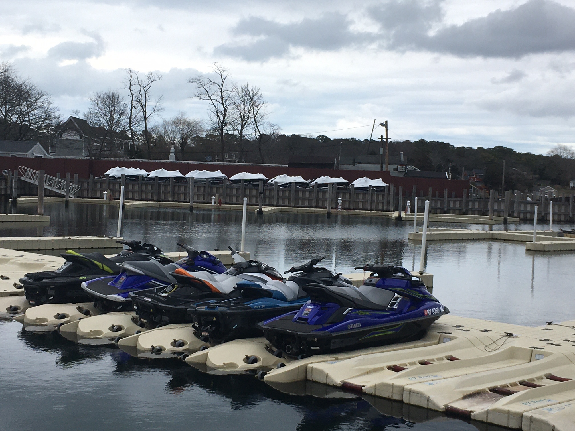 Jet Skis at Mariner's Cove Marina in Hampton Bays.      KITTY MERRILL