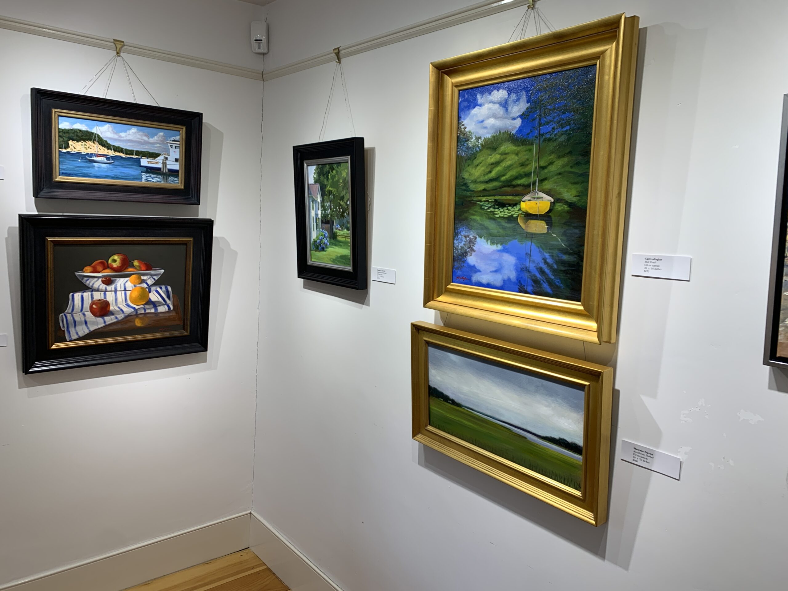 A view of The Wednesday Group's current exhibition on view at the Gardiner Mill Cottage Gallery in East Hampton. ANNETTE HINKLE