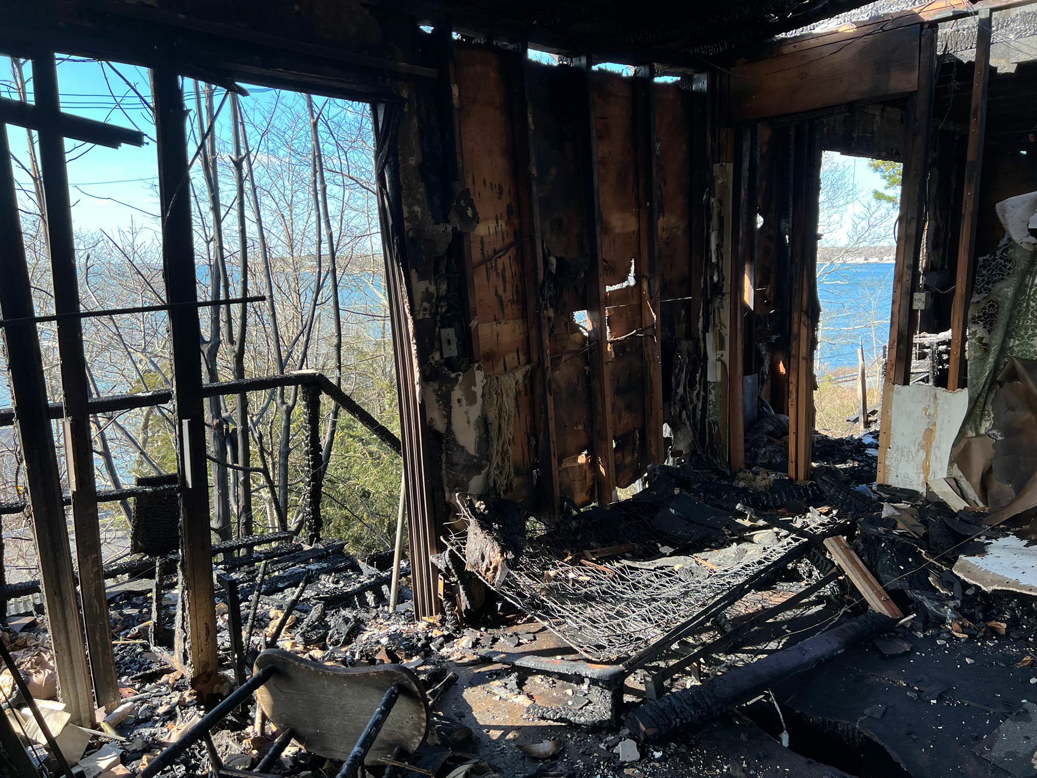 The aftermath of the fire at the 317 East Montauk Highway apartment building. COURTESY HERMES AND MARINA GONZALEZ