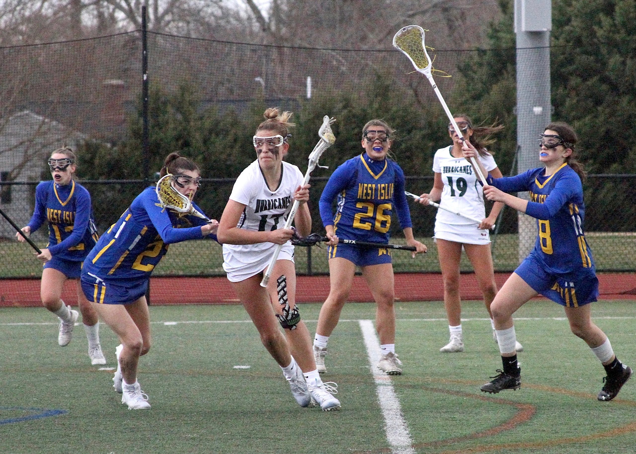 Westhampton Beach freshman Reese King moves the ball through traffic as she looks to take a shot. DESIRÉE KEEGAN