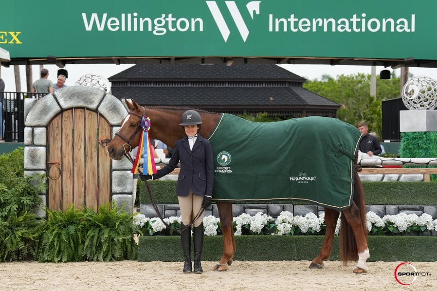 Amelia Burnside, 12, and her horse, Lord Nelson, won the circuit championship in the children's hunter horse (younger) division at the Winter Equestrian Festival in Wellington, Florida. SPORTFOT