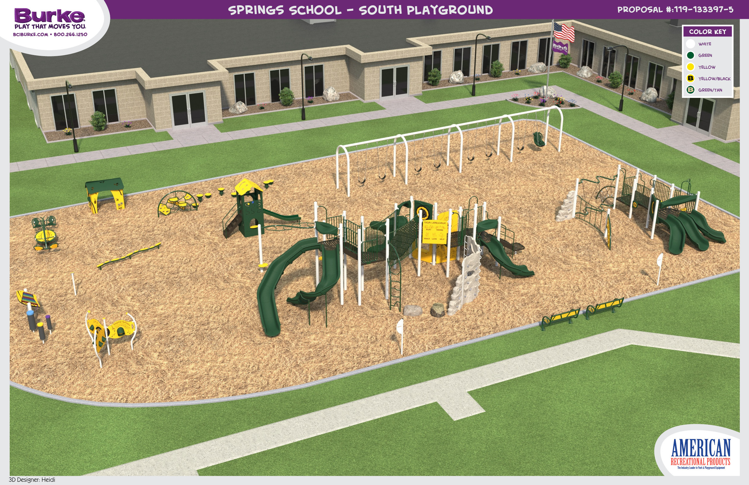 Renderings of the proposed Springs School south playground plan, which would be utilized by students in kindergarten through second grade. SPRINGS SCHOOL DISTRICT