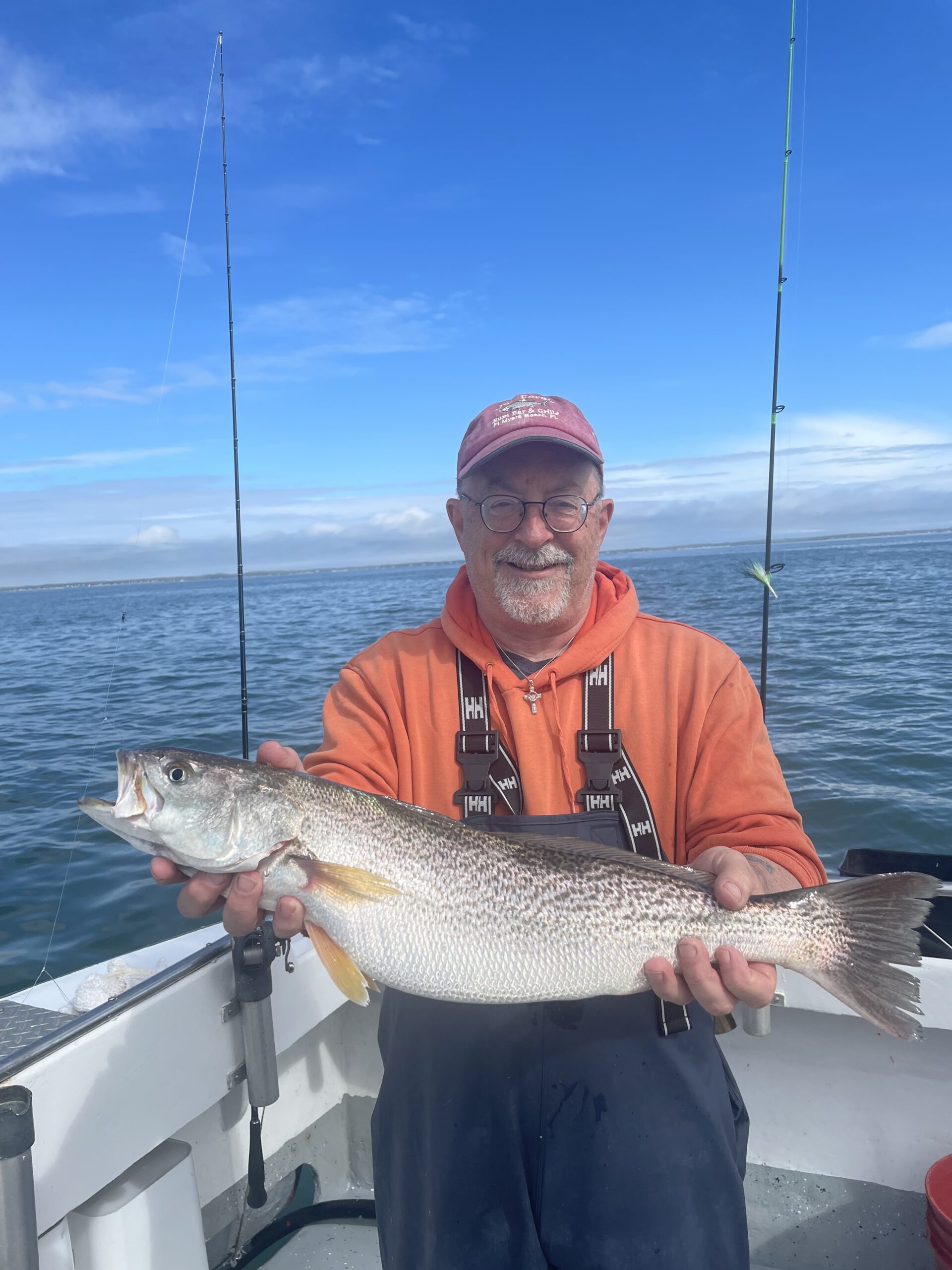 Tom Cole with a nice Peconic Bay weakfish caught aboard the Shinnecock Star.
