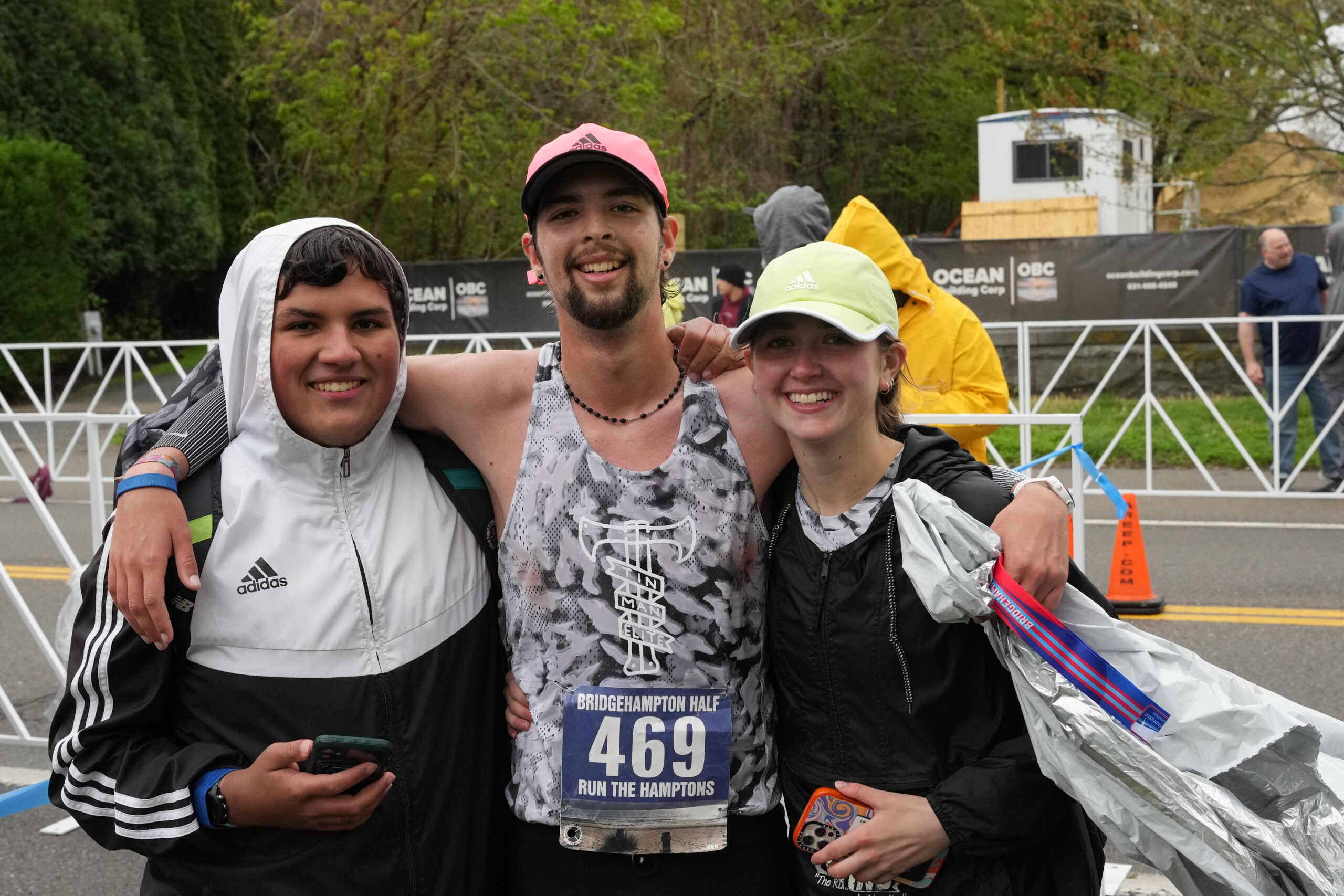 Jason Green with friends at the Bridgehampton Half-Marathon. RON ESPOSITO