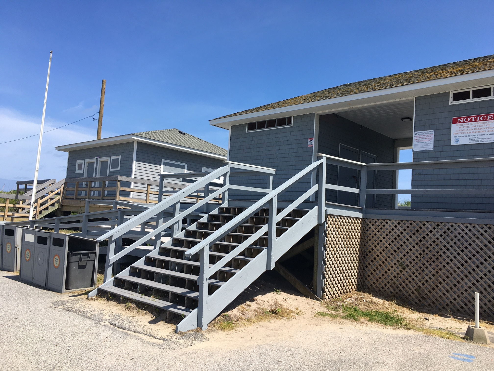 Observers say a feral cat colony lives under the concession stand at Sagg Main Beach.     KITTY MERRILL