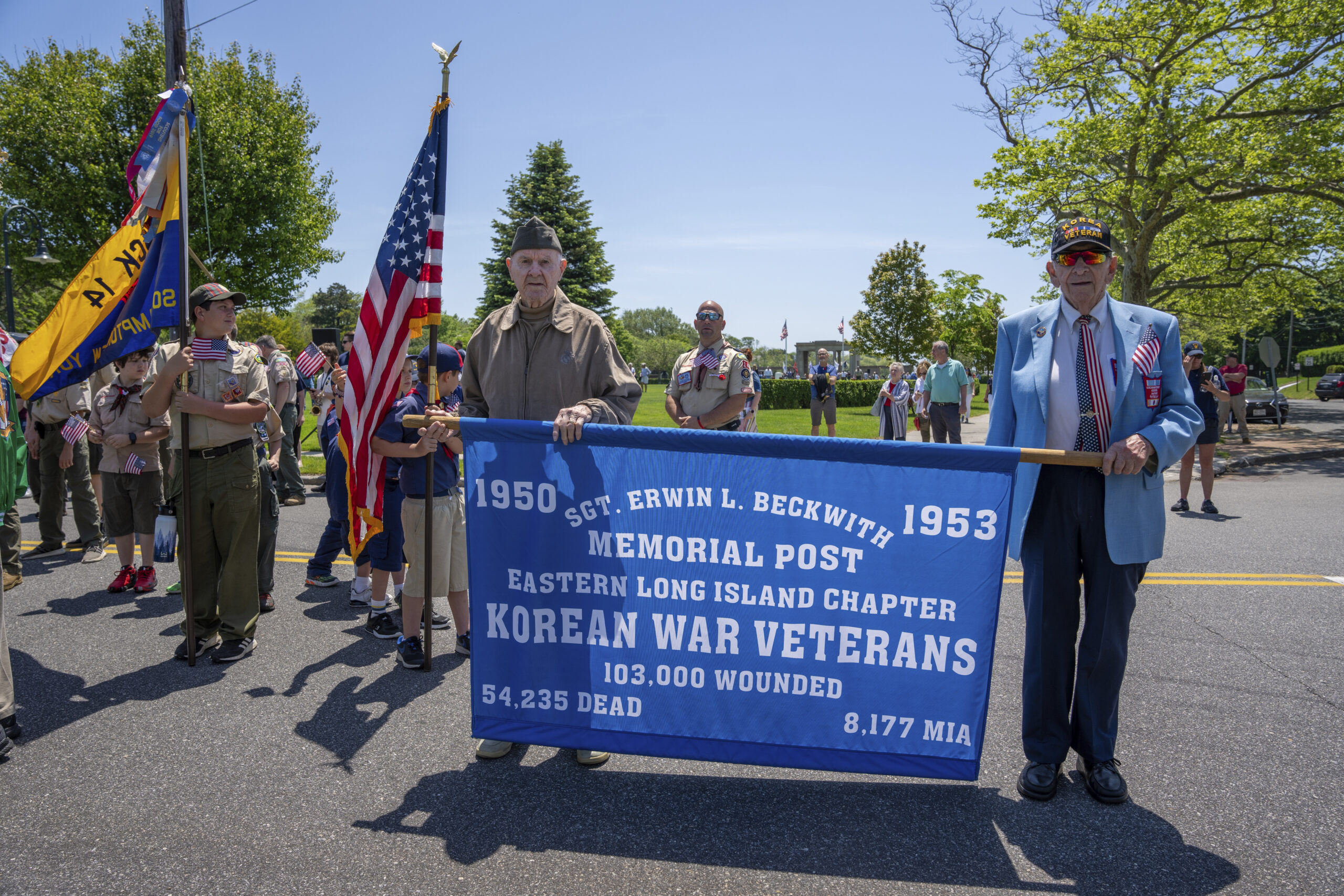 Korean War Veterans at the Memorial Day service in Southampton Village.  RON ESPOSITO