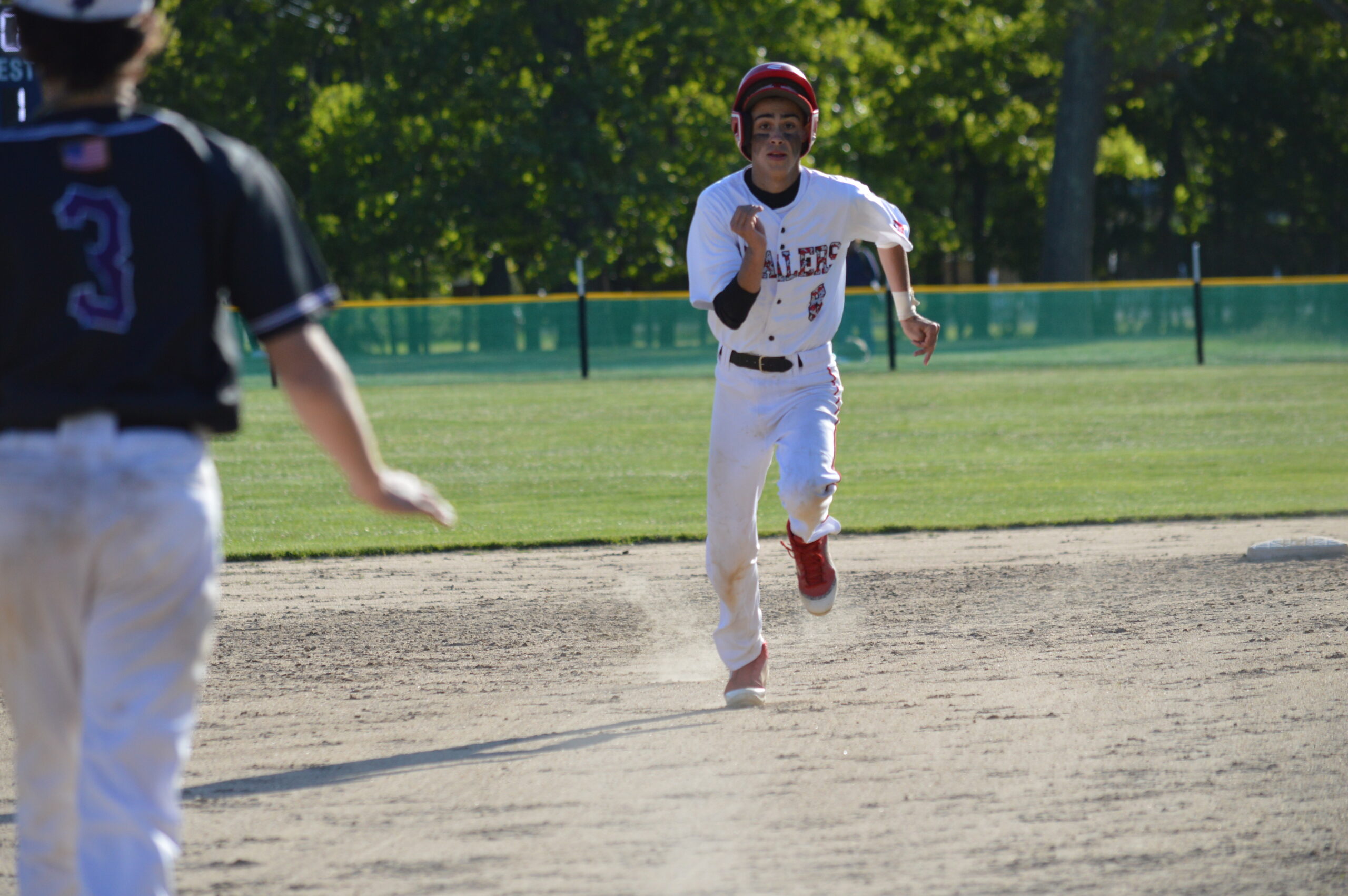 Brendan Burke heads toward third base in the bottom of the fifth inning of Pierson’s 2-1 win over Port Jeff on Tuesday.