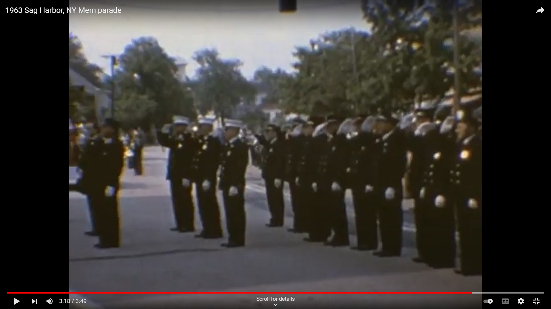 Members of the Sag Harbor Fire Department stand at attention during the 1963 Memorial Day parade.