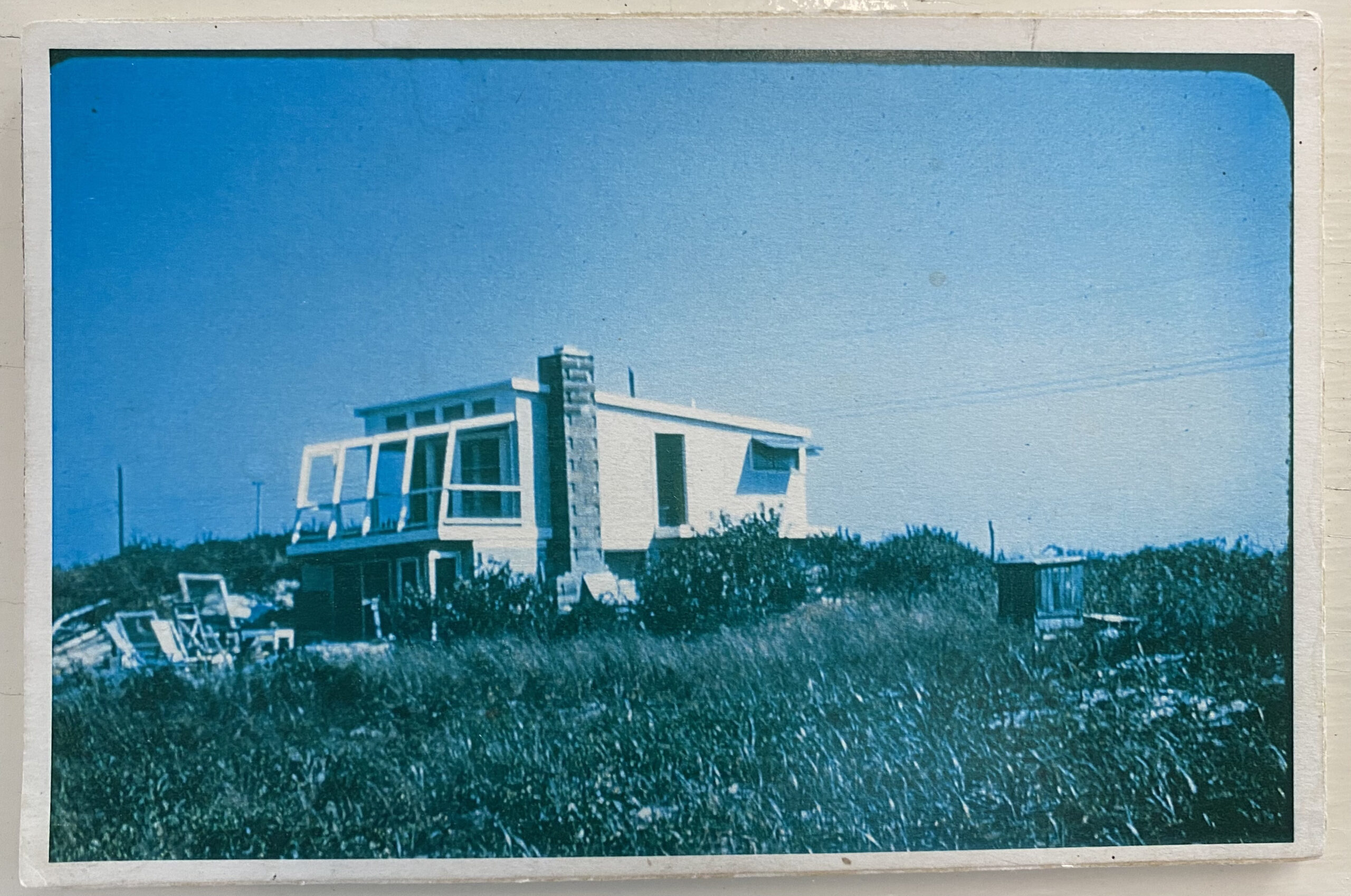 A picture of the house in its initial construction.