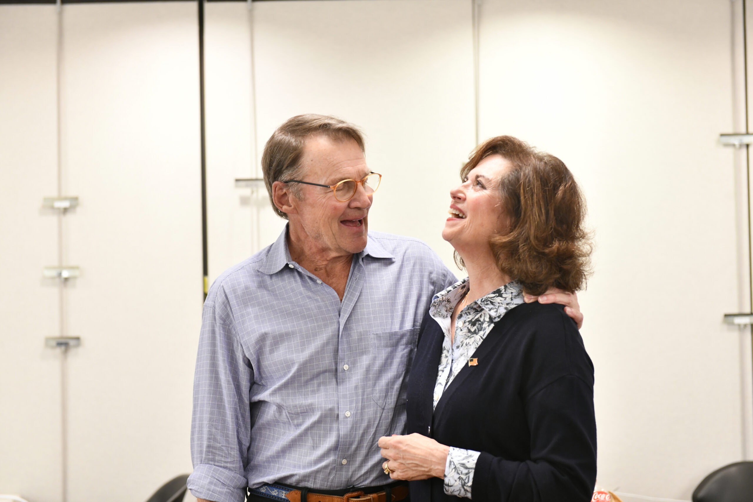 Southampton Village Trustees Roy Stevenson and Gina Arresta on election night.  DANA SHAW