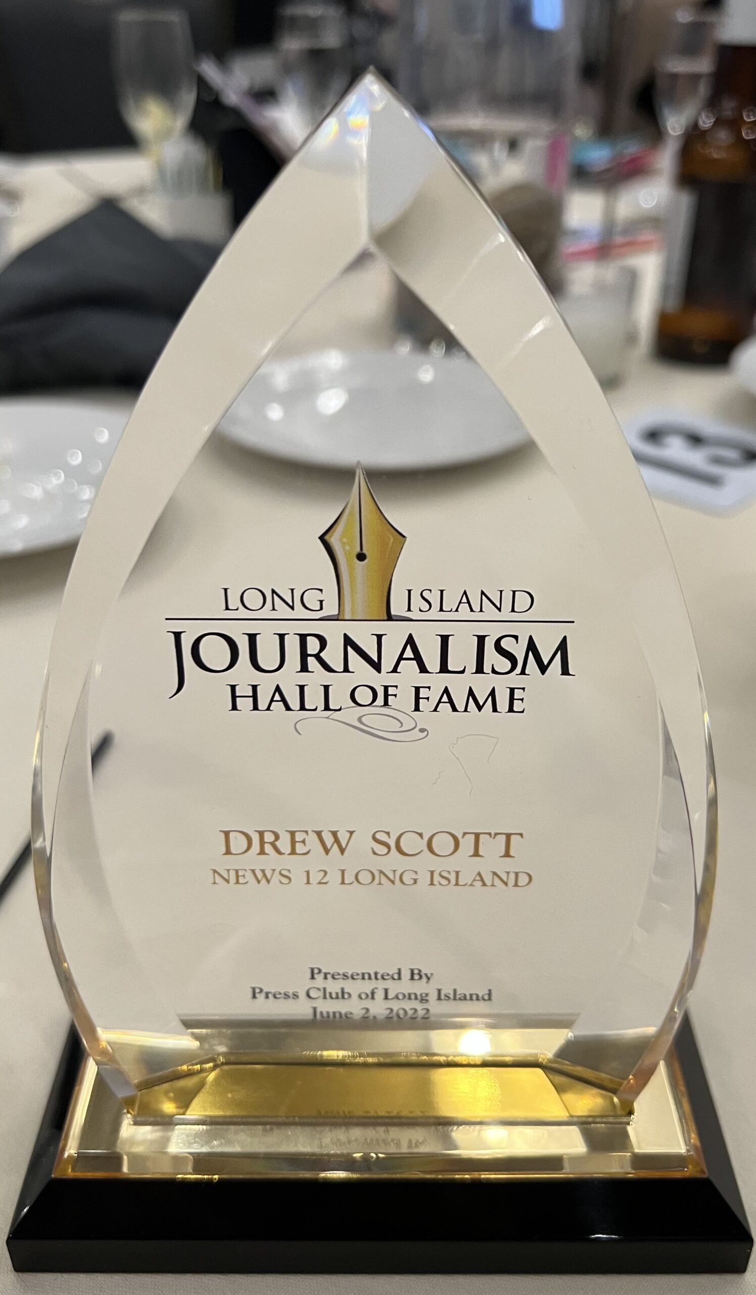 The Press Club of Long Island inducted Drew Scott into its Long Island Journalism Hall of Fame.