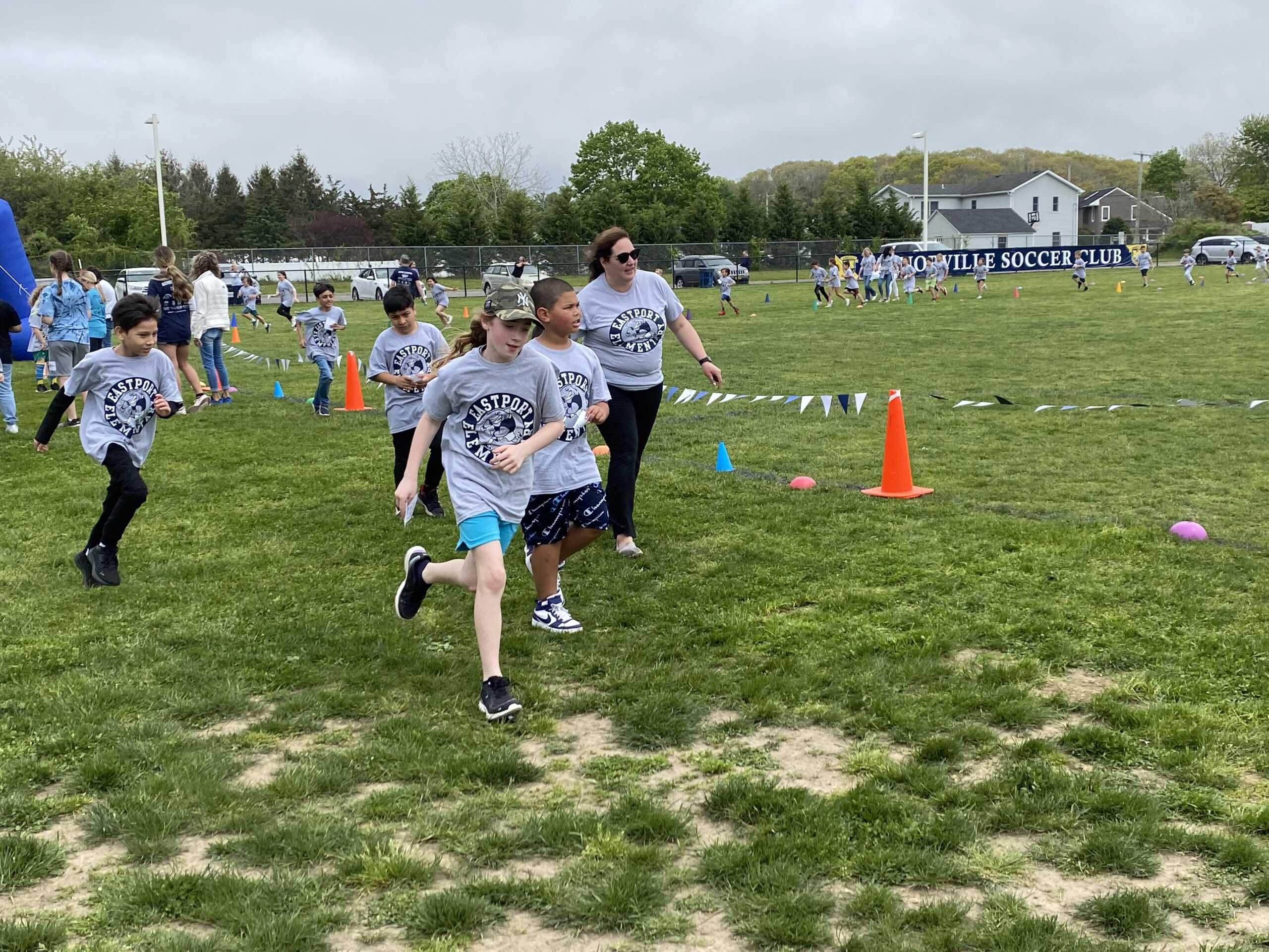 The Eastport Elementary School and Tuttle Avenue Elementary School students and staff participated in a fun run sponsored by the PTO.  COURTESY EASTPORT-SOUTH MANOR SCHOOL DISTRICT