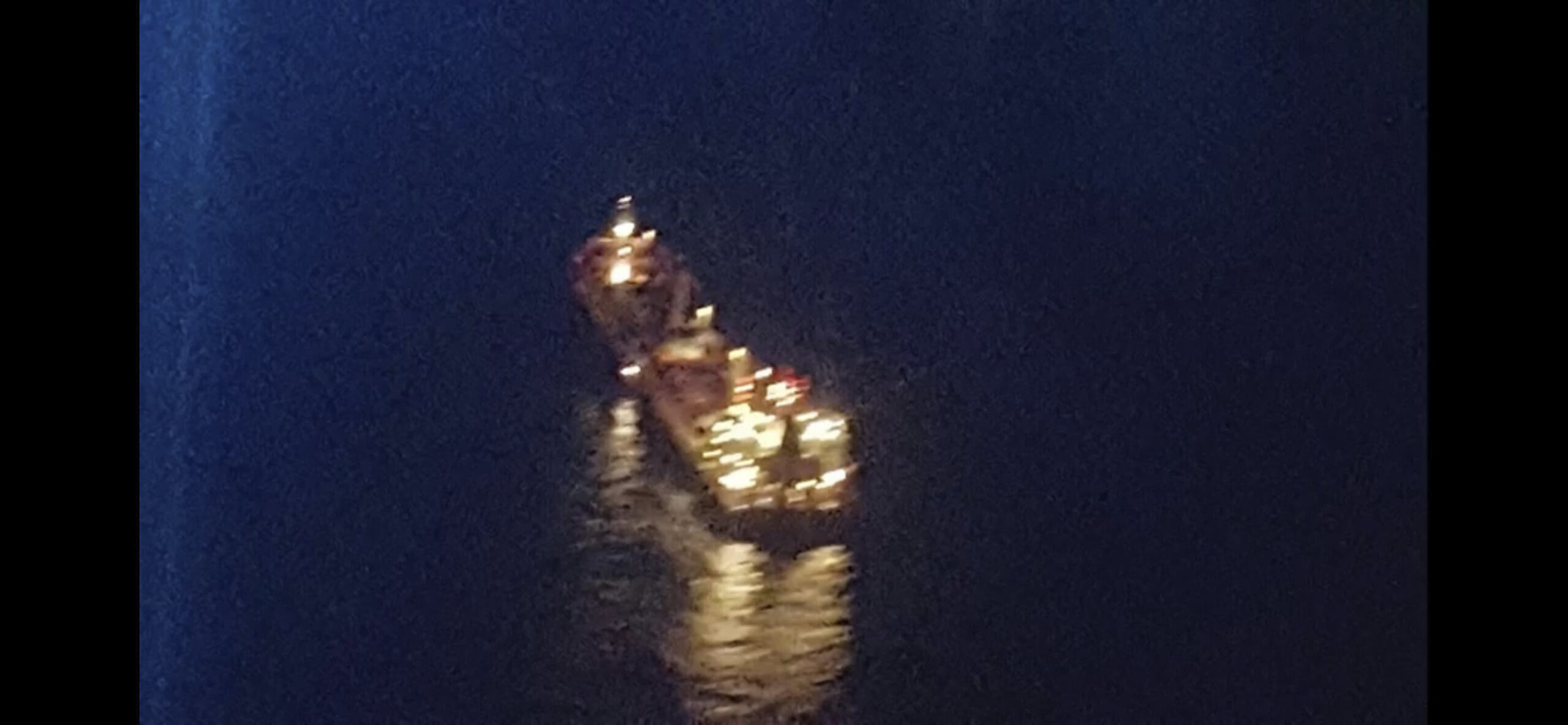 The view of the Slovenian bulk carrier Tamar from the rescue aircraft.