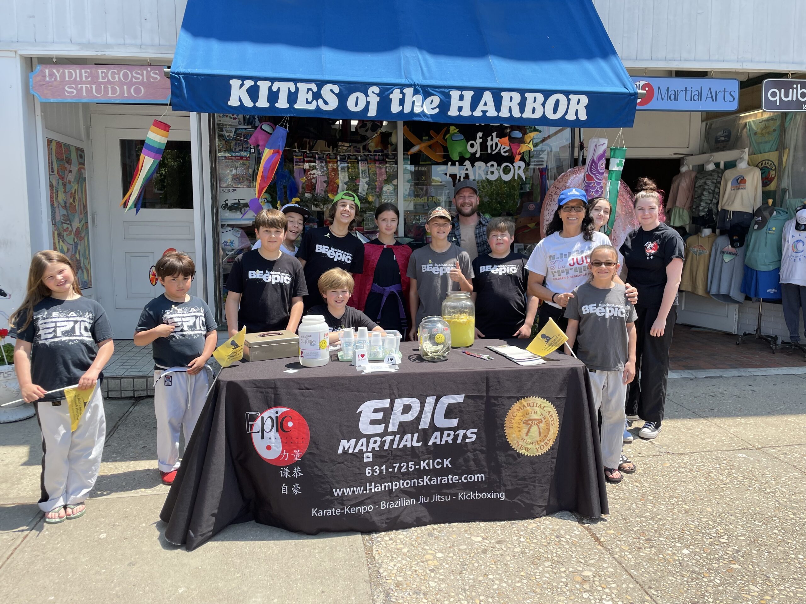 Finny Dianora Brondal, 13, and students at Epic Martial Arts raised more than $1,000 for St. Jude Children's Research Hospital by hosting a lemonade stand on Main Street in Sag Harbor last month.  Students at Epic Martial Arts develop community leadership projects to advance in belt rank and to reach Black Belt excellence.  This fundraiser is the official 