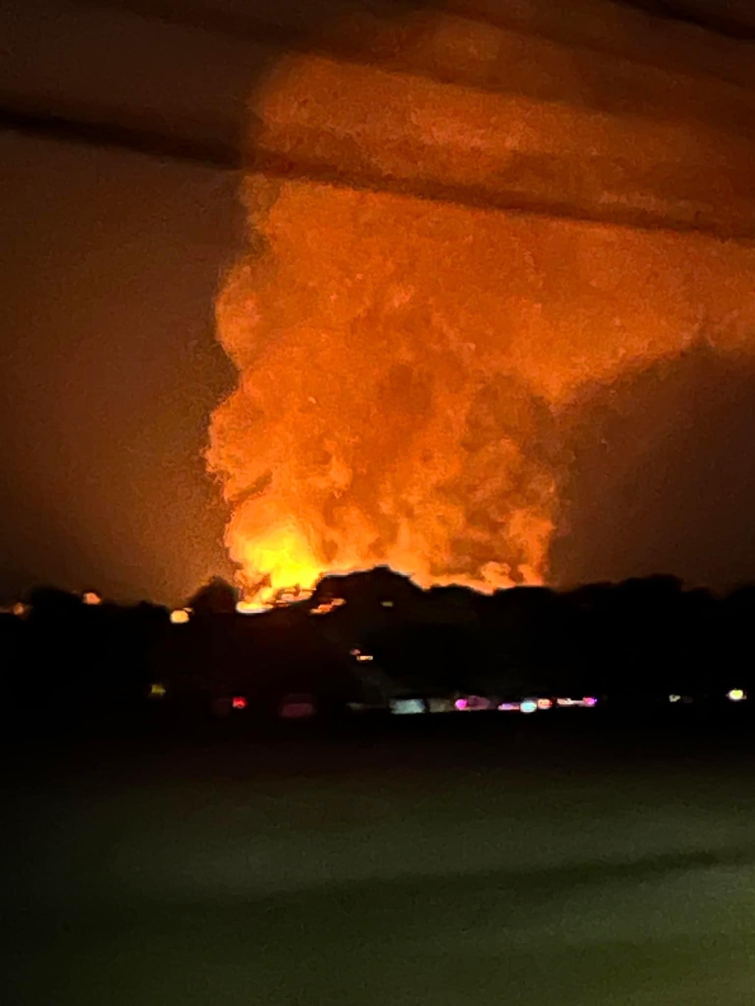 The view of the Bridgehampton fire  Friday night.
