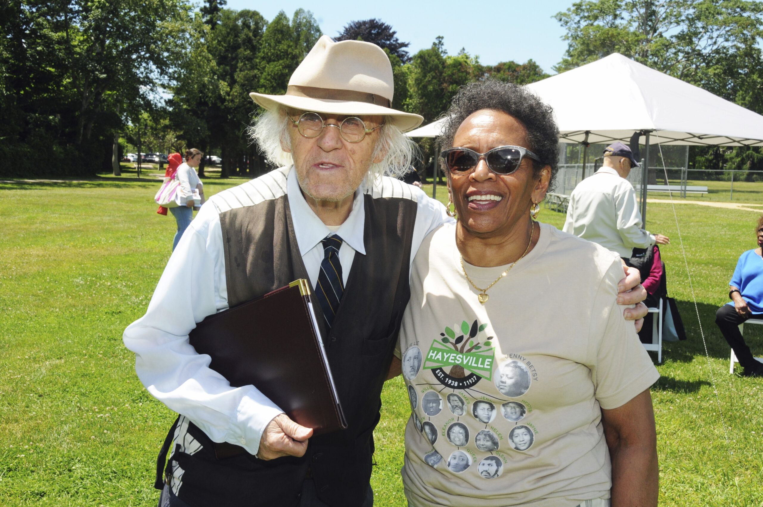 Hugh King and Audrey Gaines at the East Hampton Village Juneteenth celebration on Sunday in Herrick Park.  RICHARD LEWIN