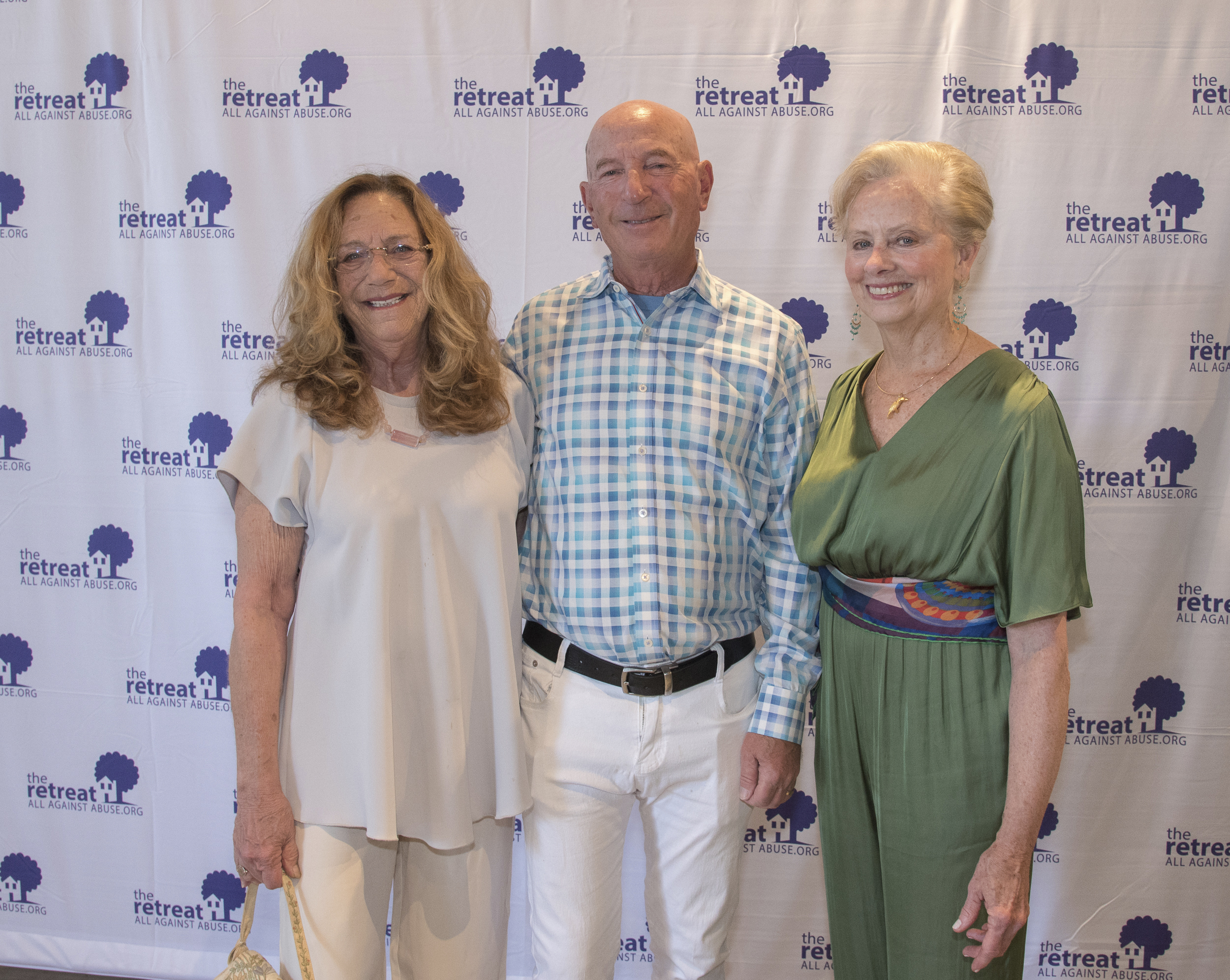 Bobbie Braun, Mitchell Myrin and Executive Director, Loreta Davis at the Retreat's All Against Abuse summer gala on Saturday night at The Church in Sag Harbor.    LISA TAMBURINI