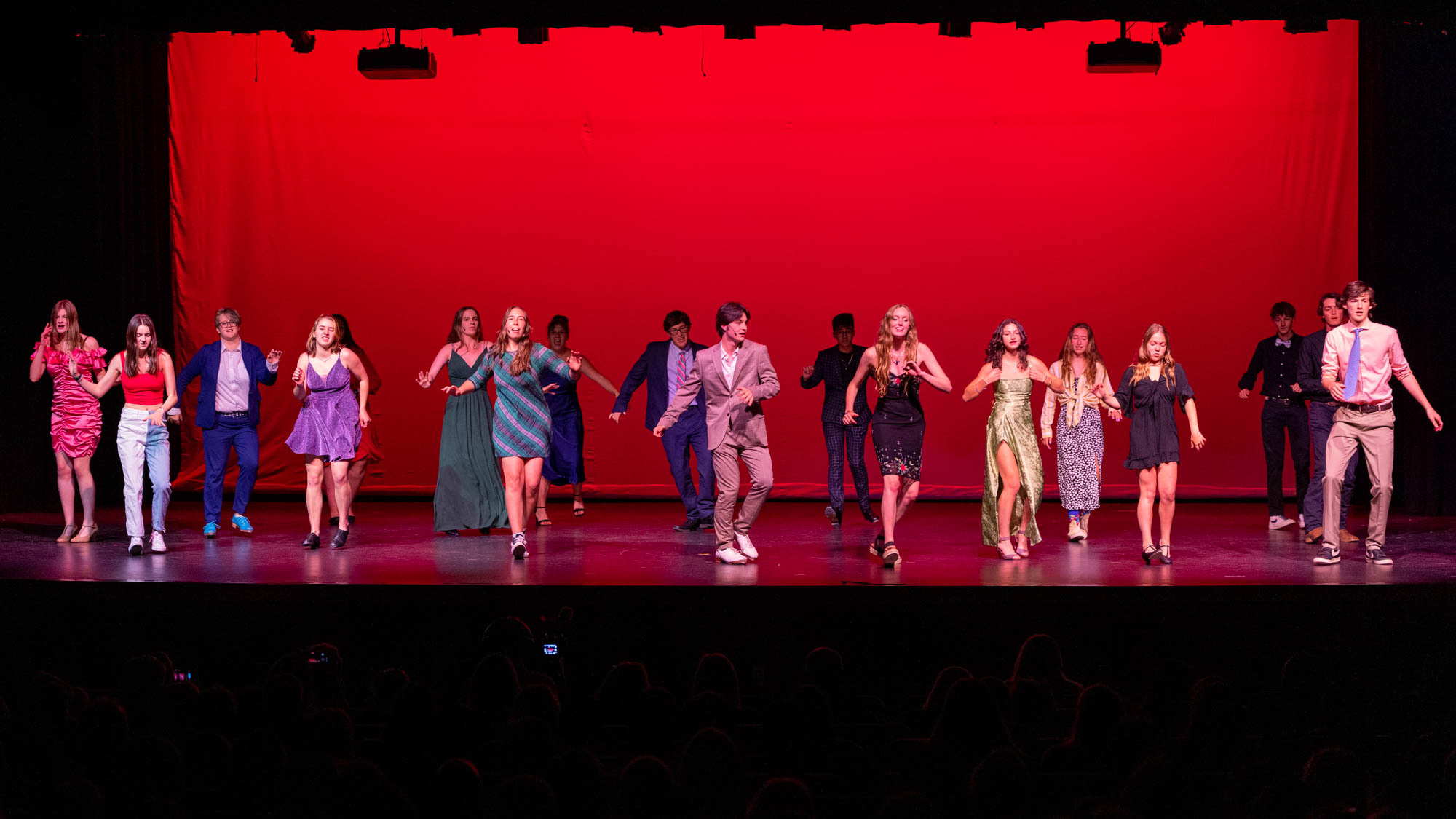 The students of East Hampton High School performing “Footloose” from the musical of the same name during the Teeny Awards ceremony on June 5. MICHAEL O’CONNOR/CLASSY CAMERA