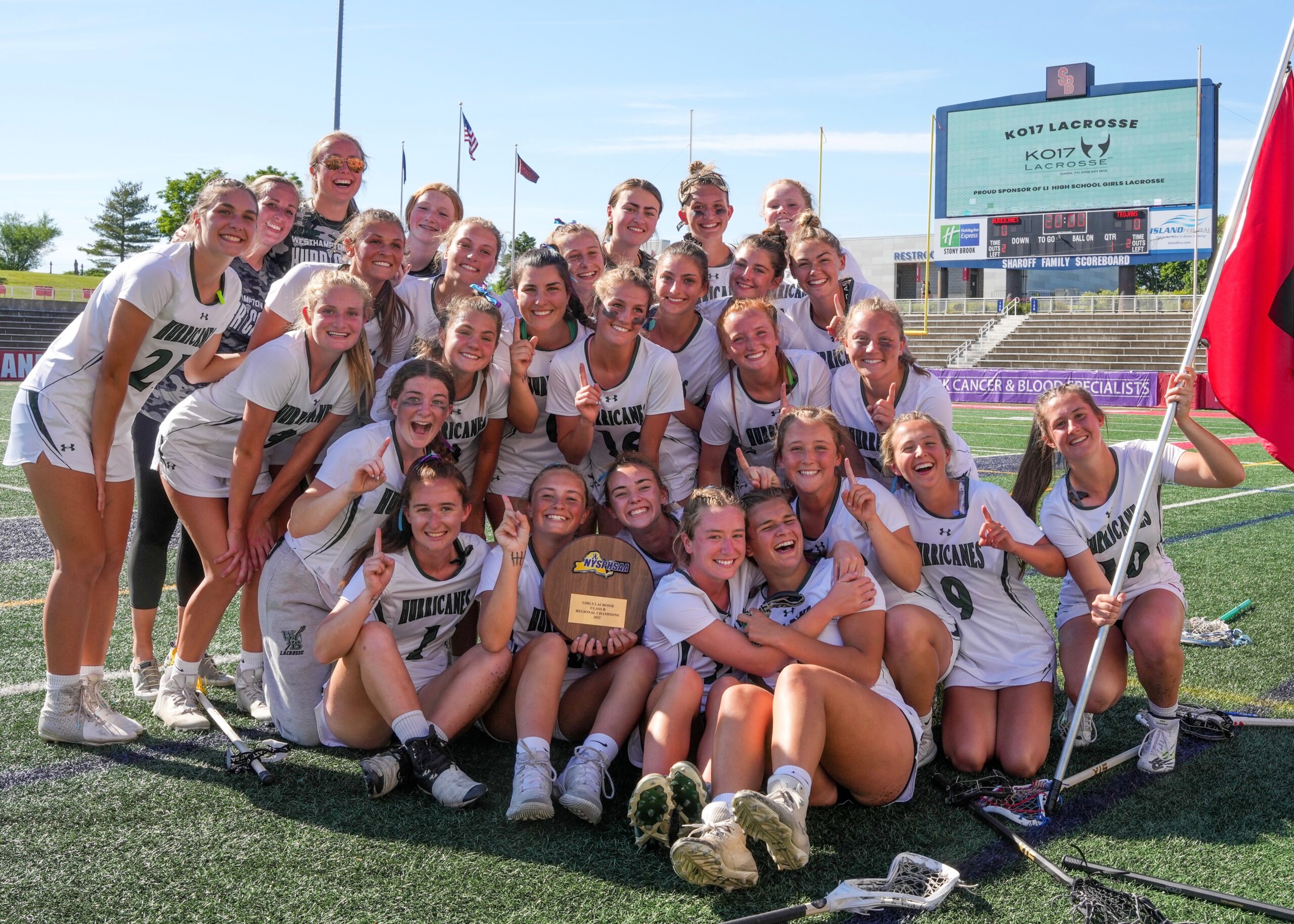 Westhampton Beach's girls lacrosse team earned the first Long Island championship win in program history on a Isabella Blanco goal in a sixth sudden-death overtime period, for a 6-5 victory over Garden City. RON ESPOSITO